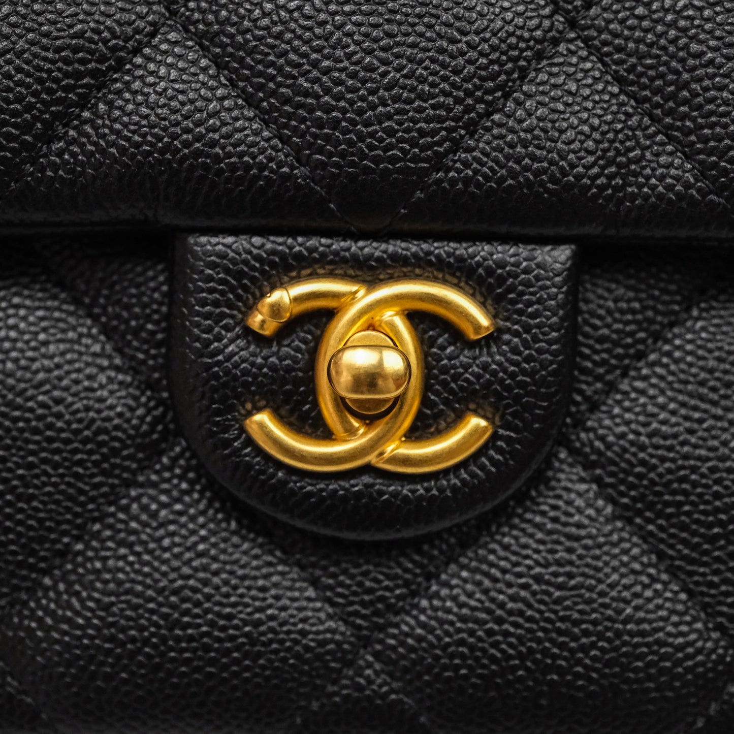 Chanel Flap Bag Heart Adjustable Chain Black Caviar Aged Gold Hardware