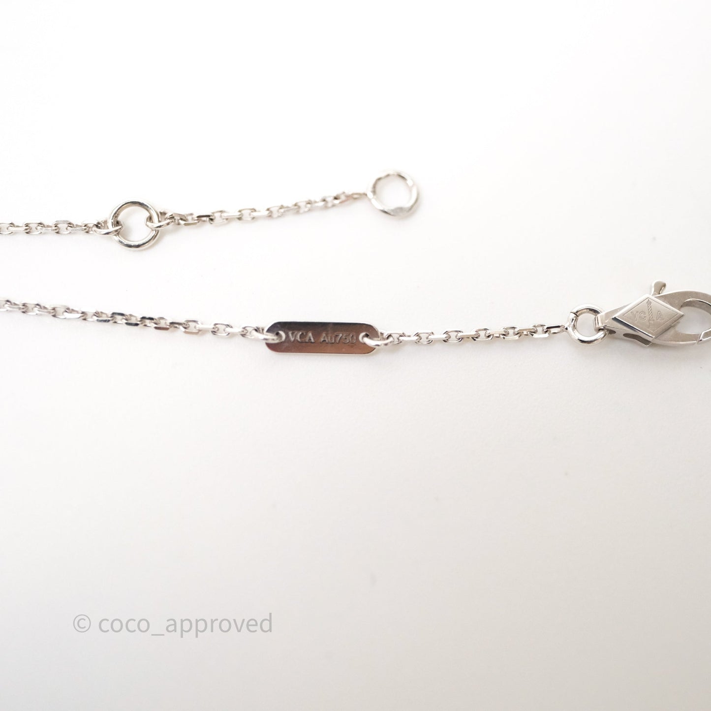Van Cleef & Arpels Alhambra Pendant White Gold Diamond Necklace Silver Tone