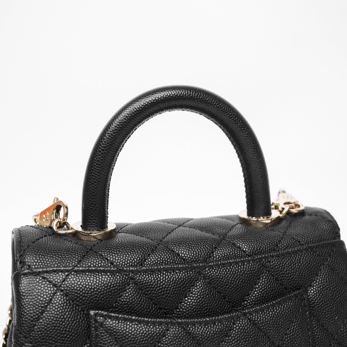 Chanel Mini Coco Handle Quilted Black Caviar Gold Hardware