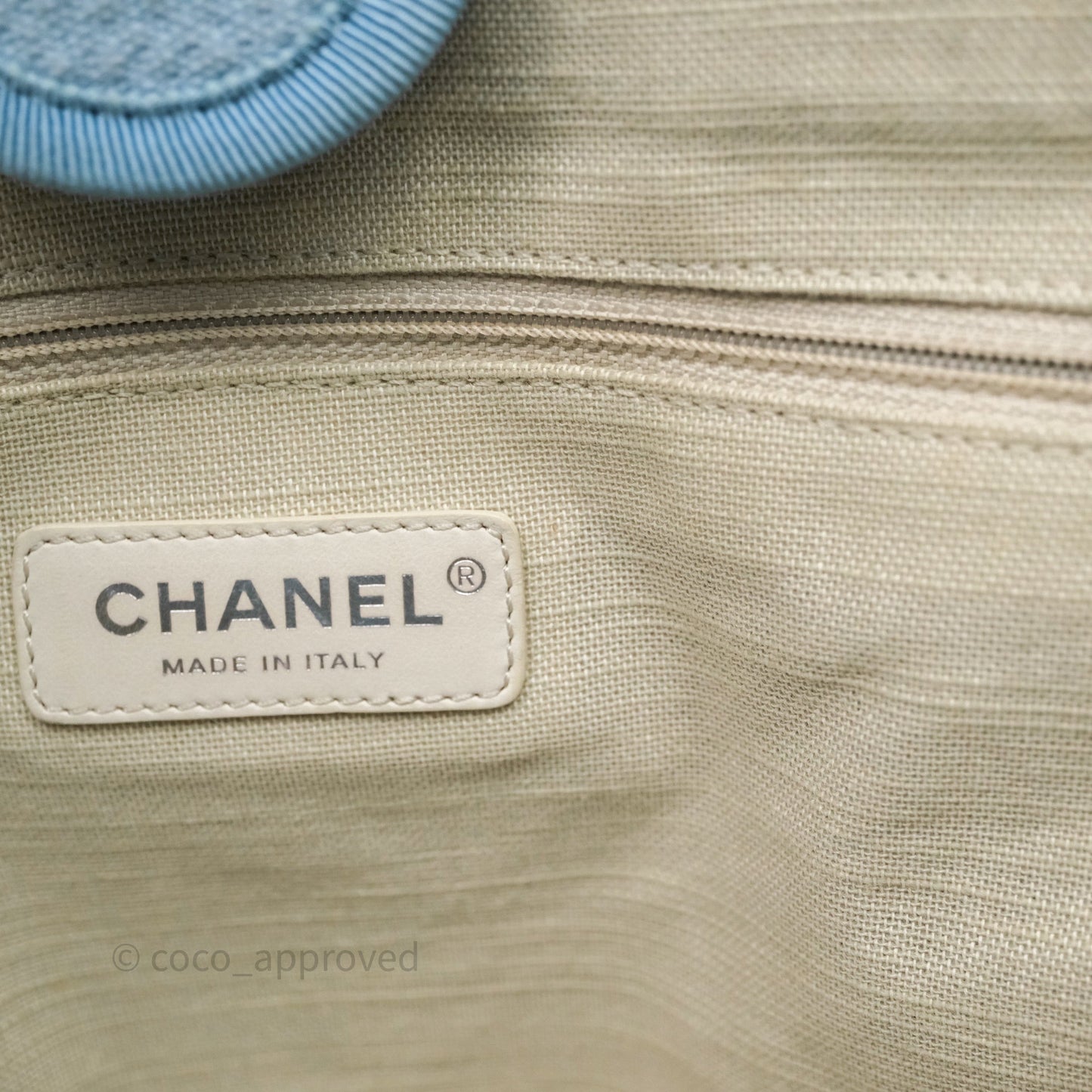 Chanel New Small Deauville Tote Blue Canvas Silver Hardware