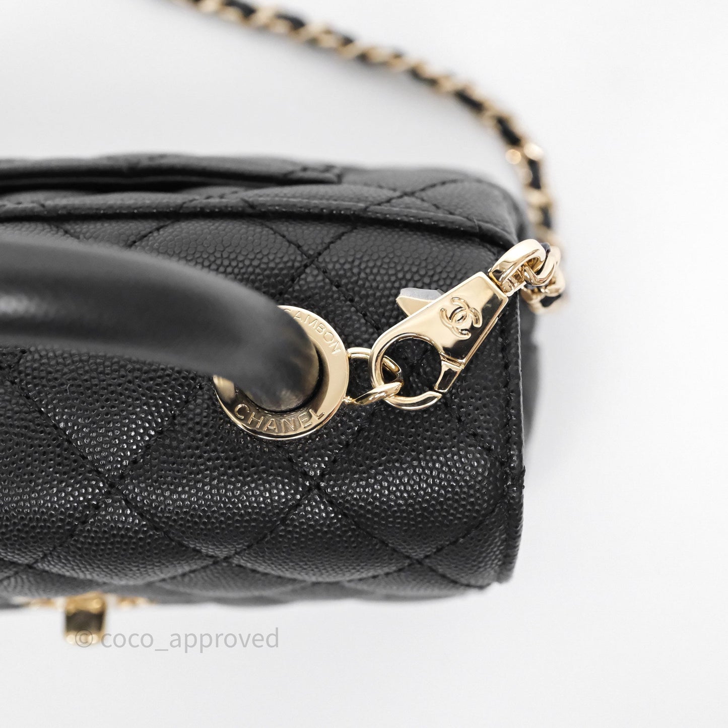 Chanel Mini Coco Handle Quilted Black Caviar Gold Hardware
