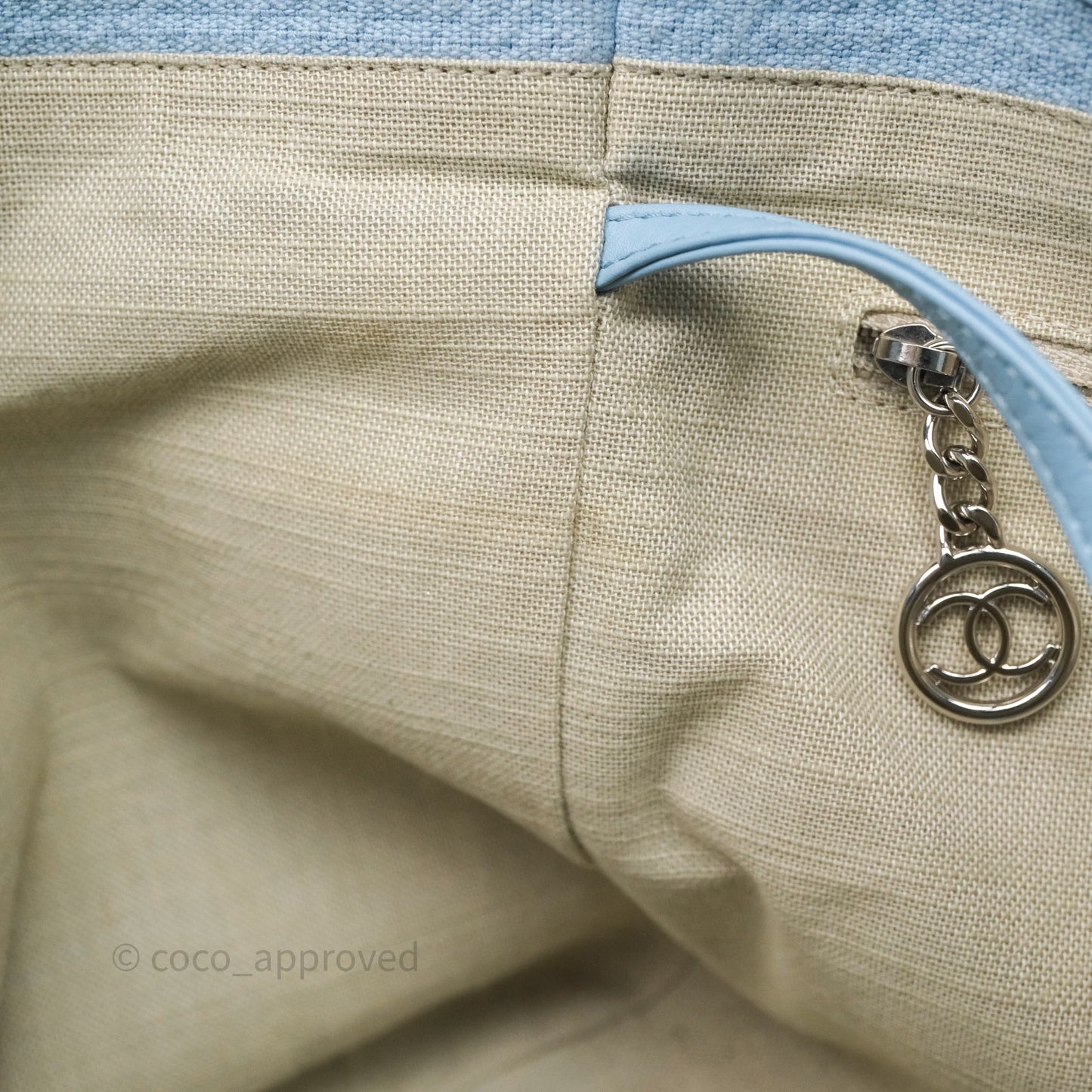 Chanel New Small Deauville Tote Blue Canvas Silver Hardware
