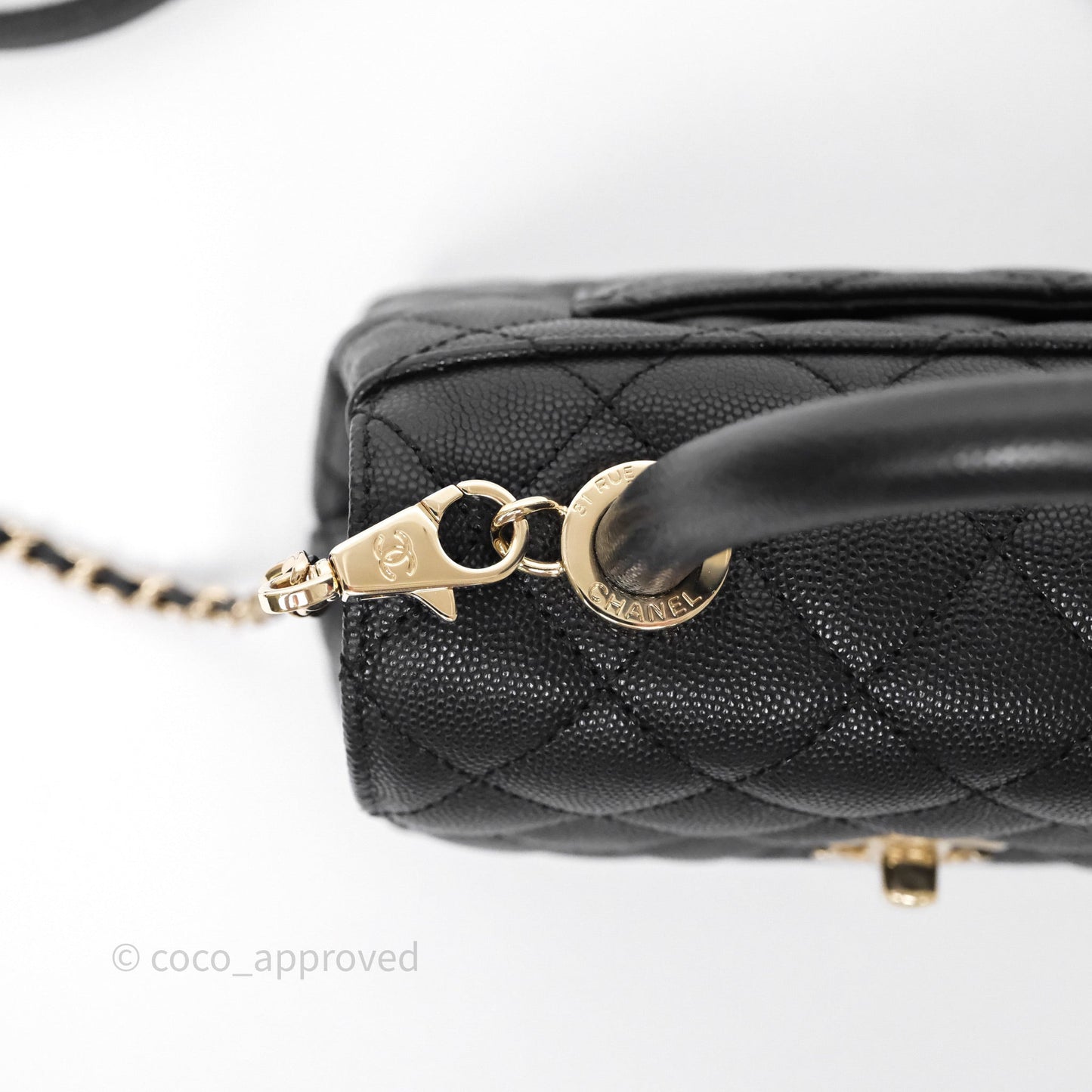 Chanel Mini Coco Handle Quilted Black Caviar Gold Hardware
