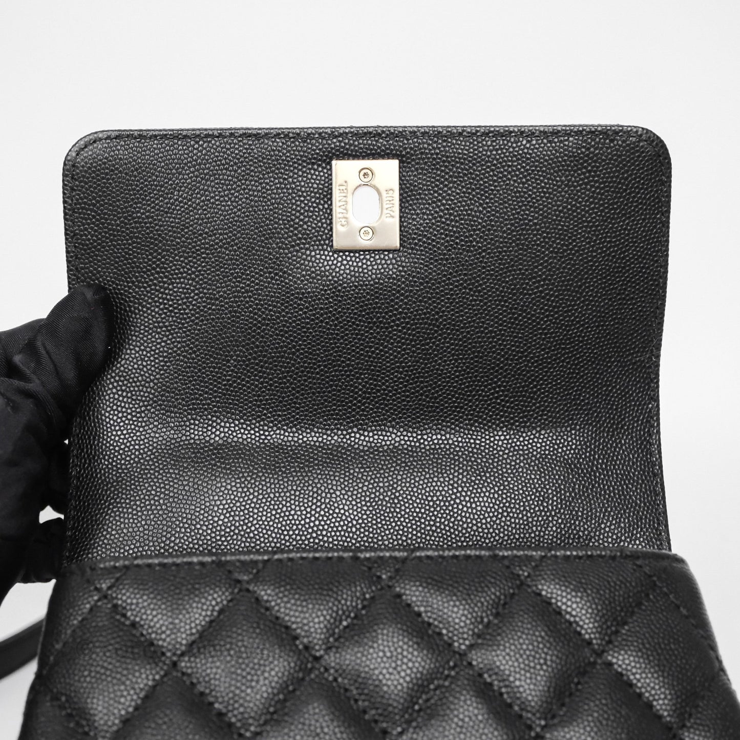 Chanel Mini Coco Handle Quilted Black Caviar Gold Hardware