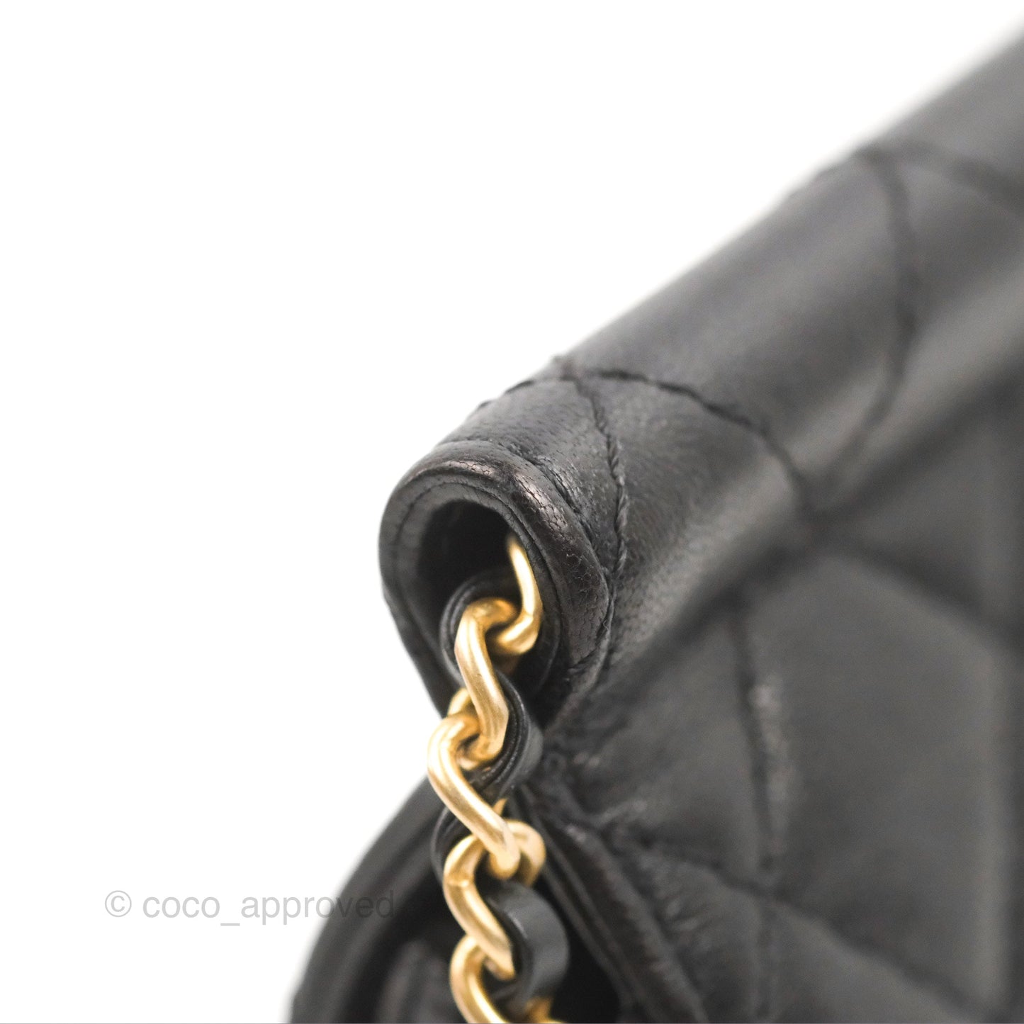 Chanel Small Pearl Flap Bag Black Calfskin Aged Gold Hardware