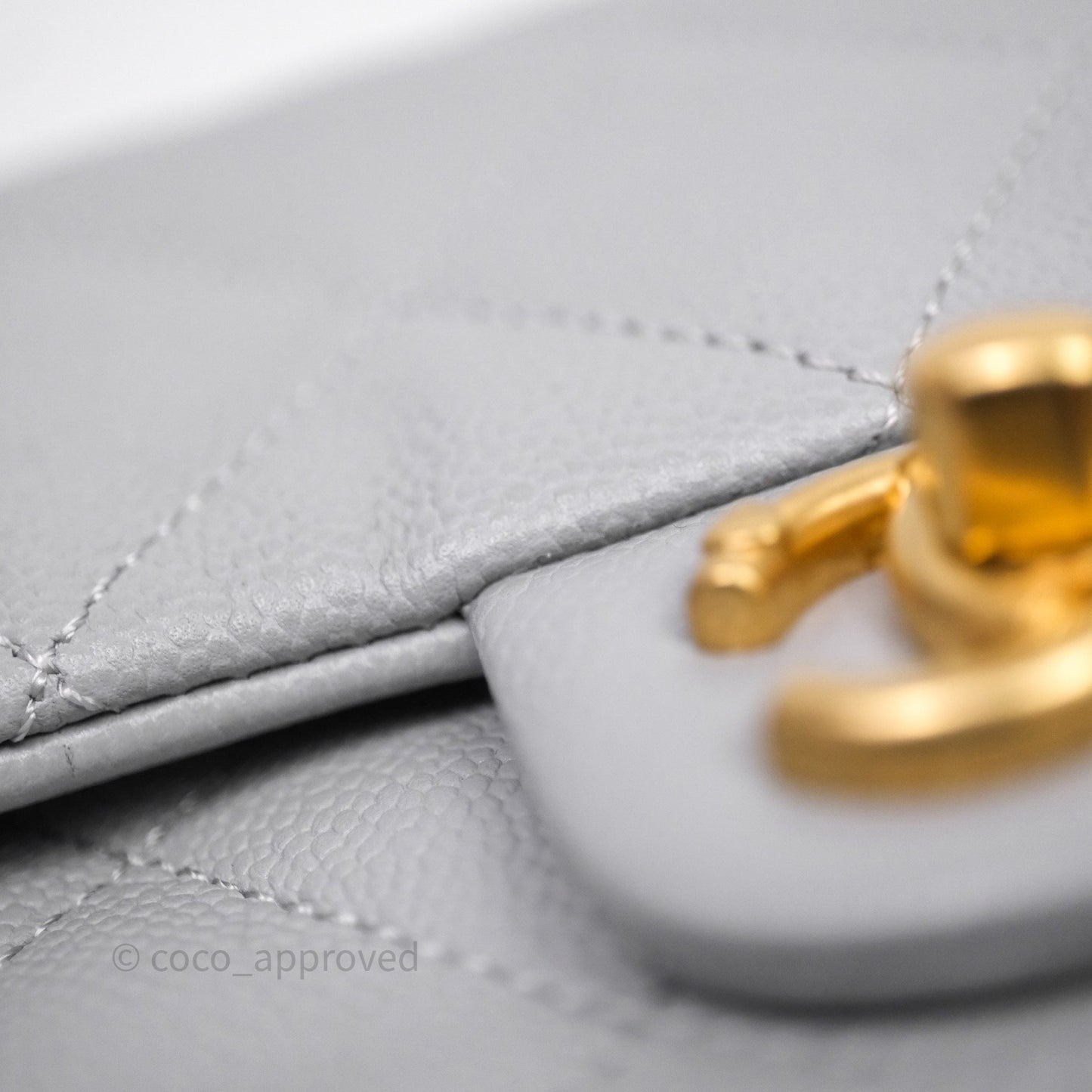 Chanel Mini Flap Bag Heart Adjustable Chain Grey Caviar Aged Gold Hardware