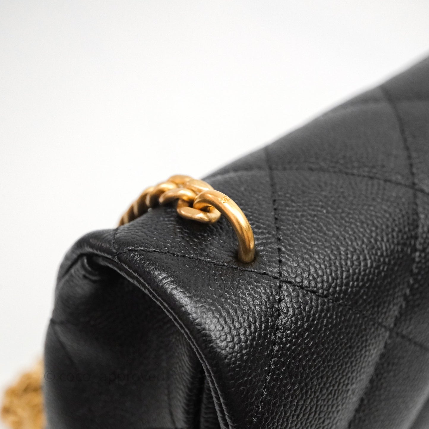 Chanel Flap Bag Heart Adjustable Chain Black Caviar Aged Gold Hardware