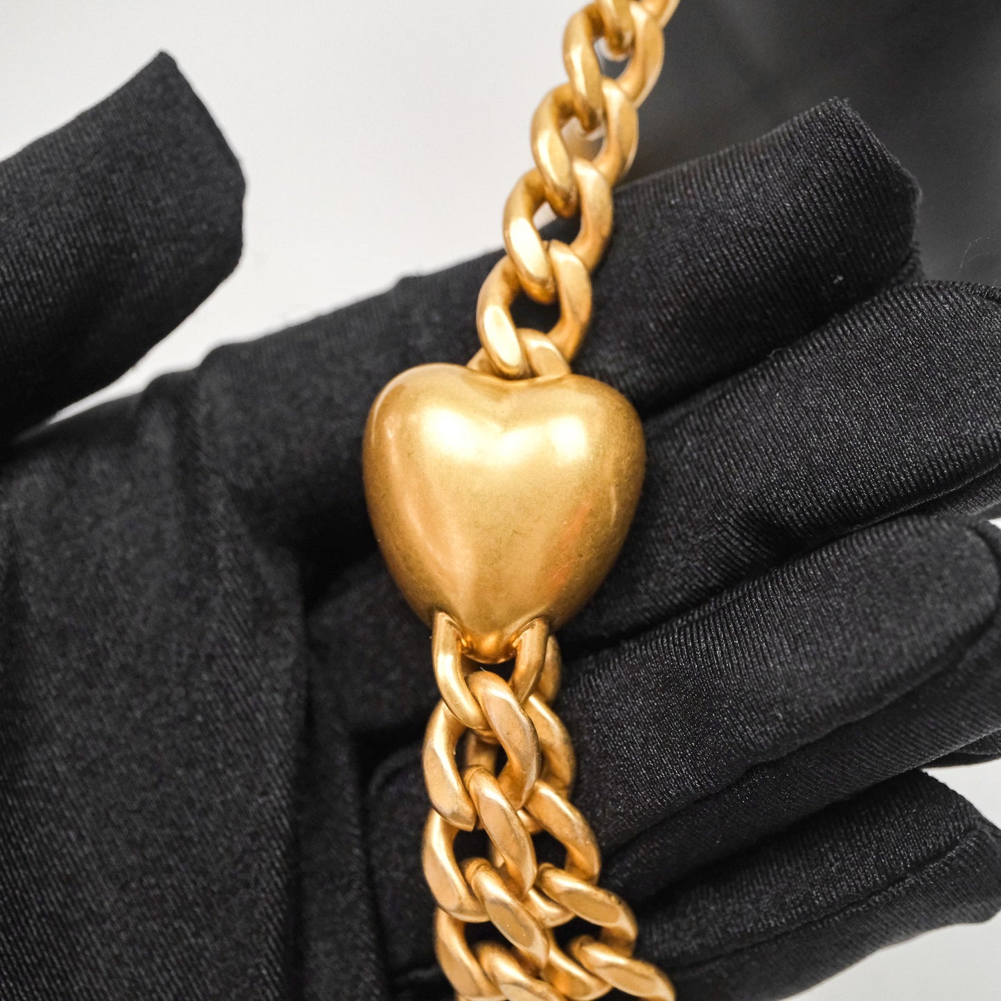 Chanel Flap Bag Heart Adjustable Chain Black Caviar Aged Gold Hardware