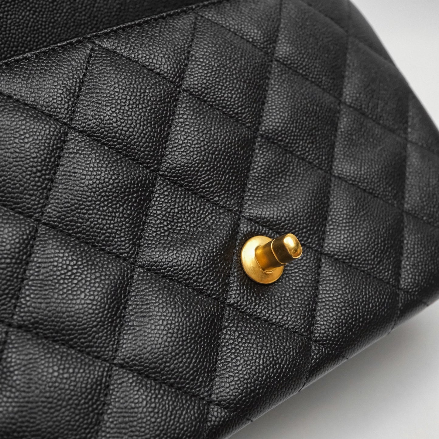 Chanel Flap Bag Heart Adjustable Chain Black Caviar Aged Gold Hardware