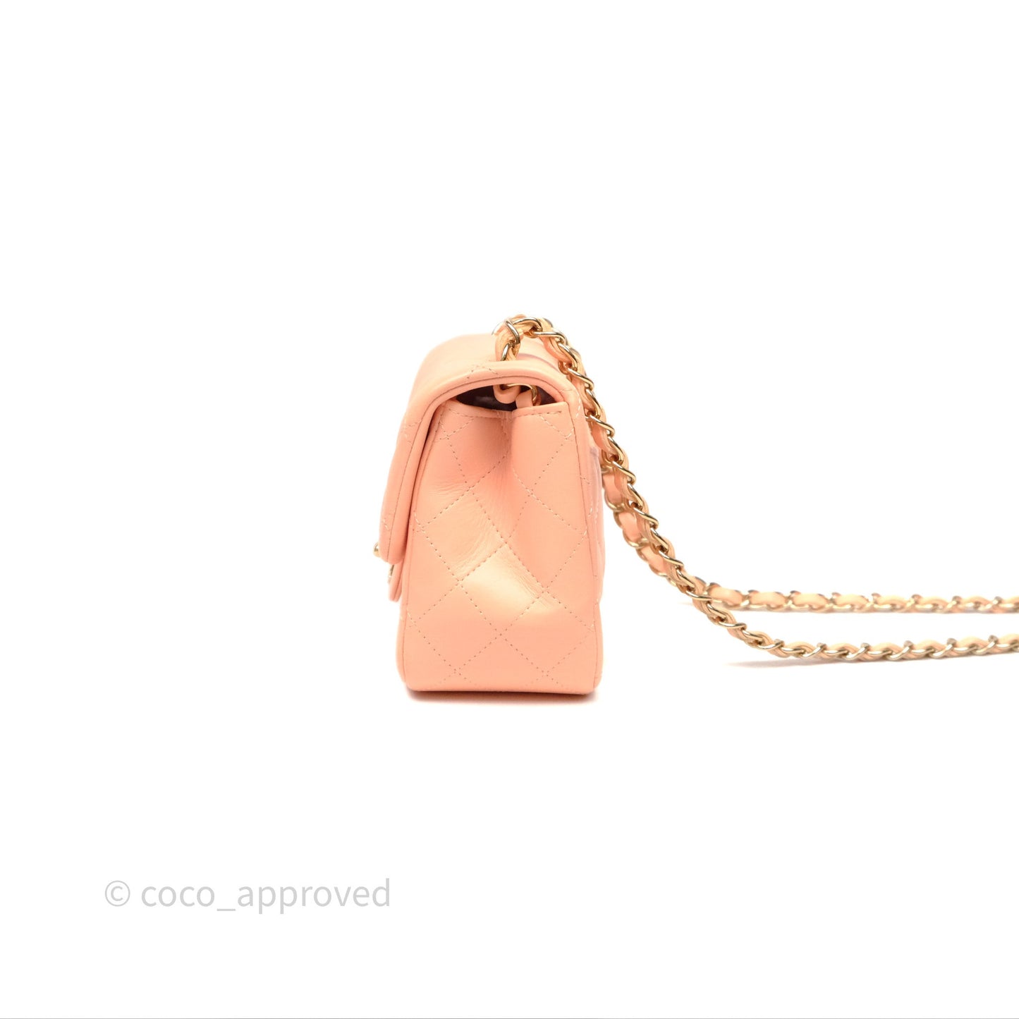 Chanel Mini Square Quilted Orange Claire Lambskin Gold Hardware