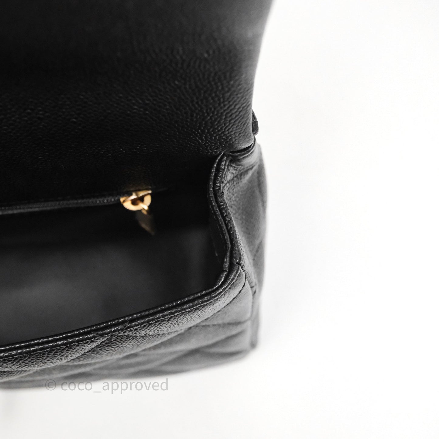 Chanel Flap Bag Heart Adjustable Chain Black Caviar Aged Gold Hardware