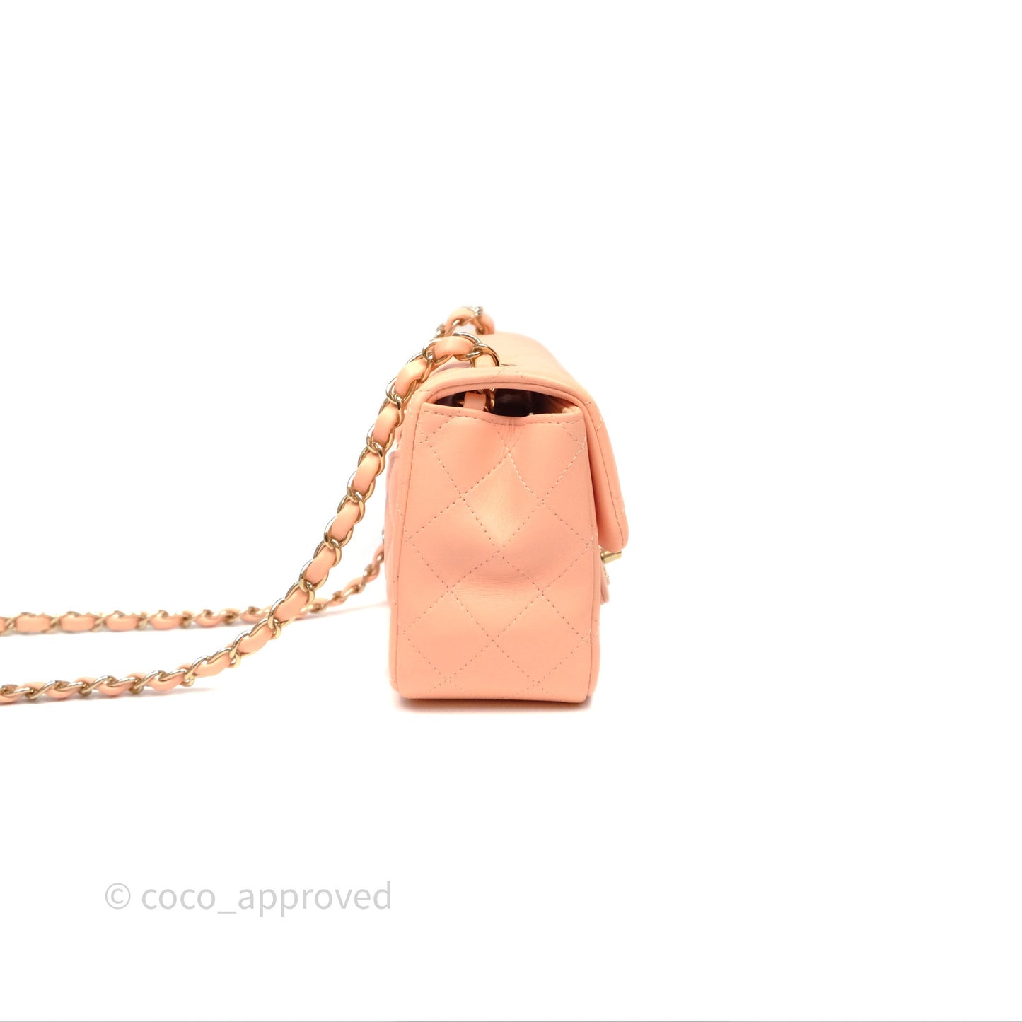Chanel Mini Square Quilted Orange Claire Lambskin Gold Hardware