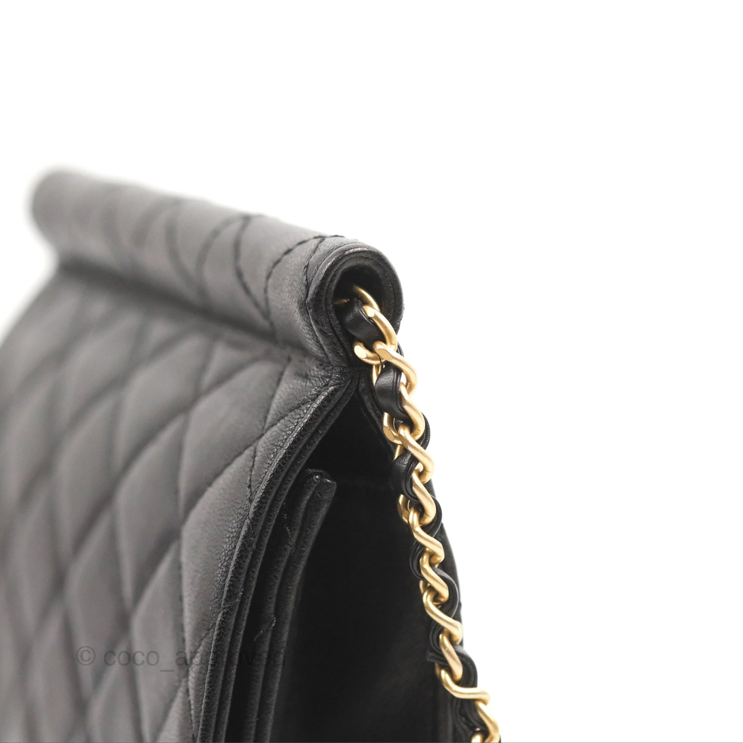 Chanel Small Pearl Flap Bag Black Calfskin Aged Gold Hardware