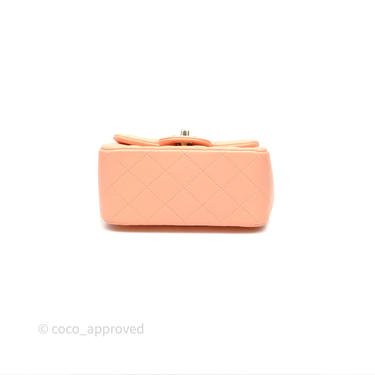 Chanel Mini Square Quilted Orange Claire Lambskin Gold Hardware