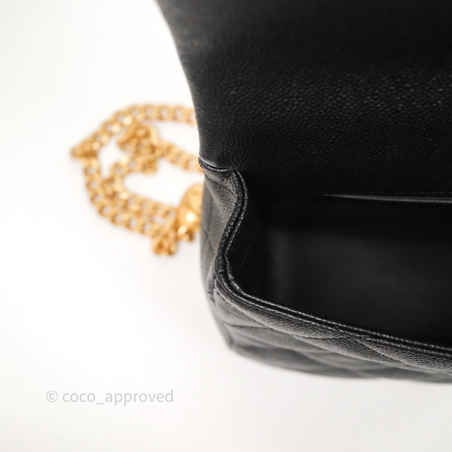 Chanel Flap Bag Heart Adjustable Chain Black Caviar Aged Gold Hardware