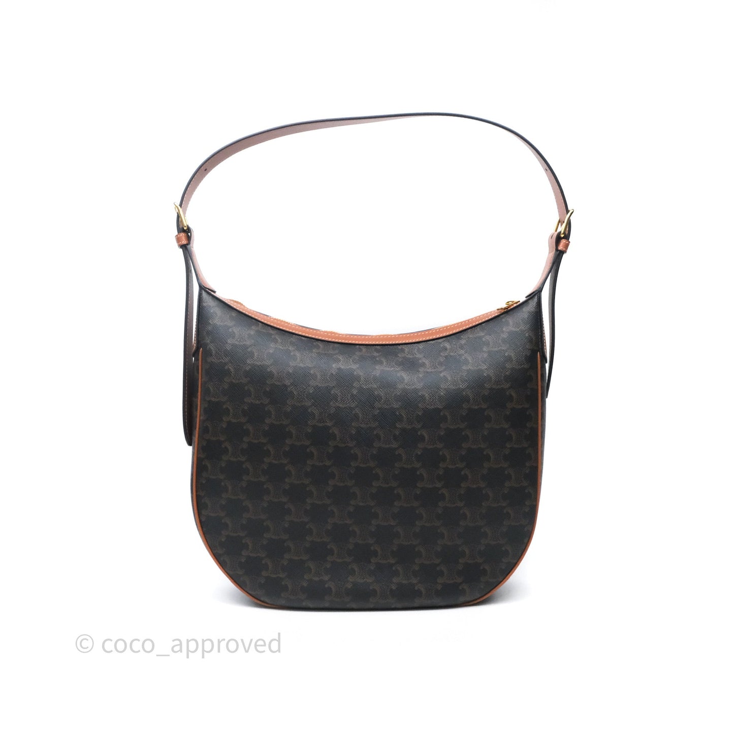 Celine Medium Heloise Bag In Triomphe Canvas Calfskin Tan