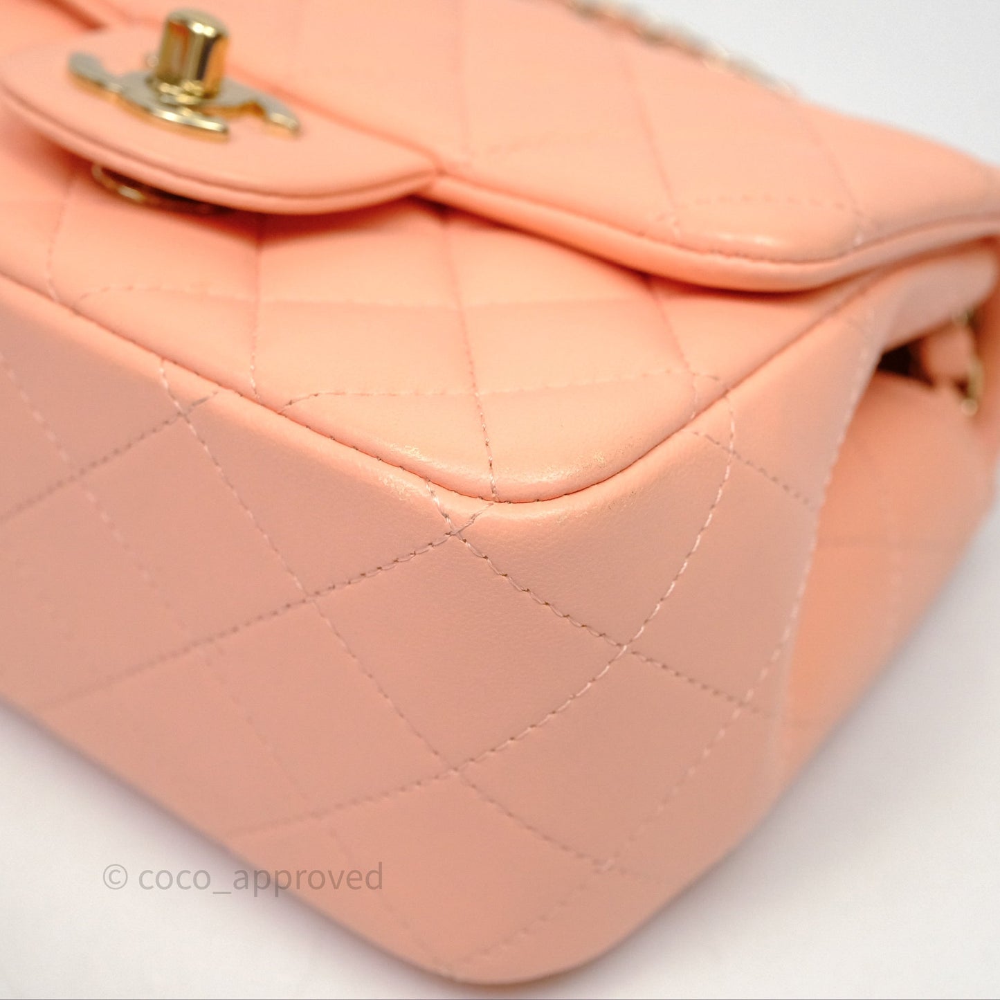 Chanel Mini Square Quilted Orange Claire Lambskin Gold Hardware