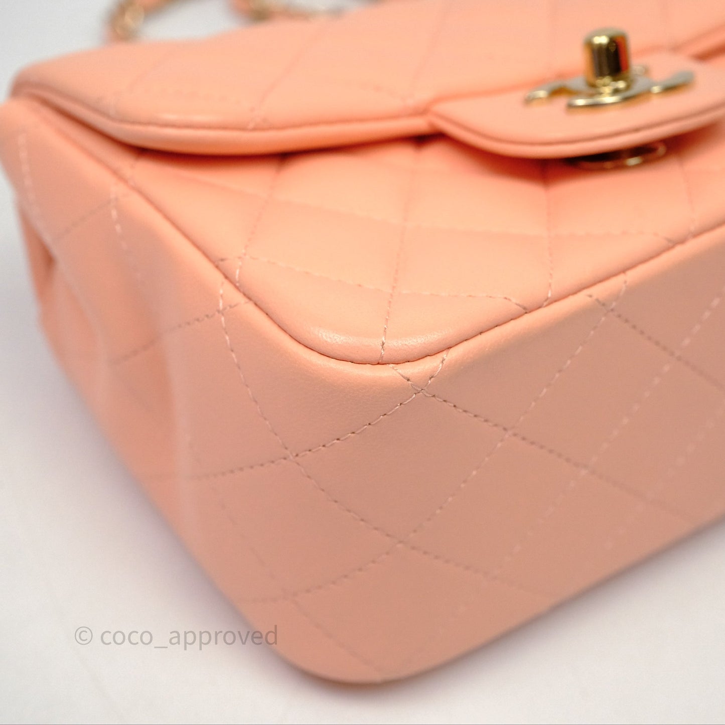 Chanel Mini Square Quilted Orange Claire Lambskin Gold Hardware