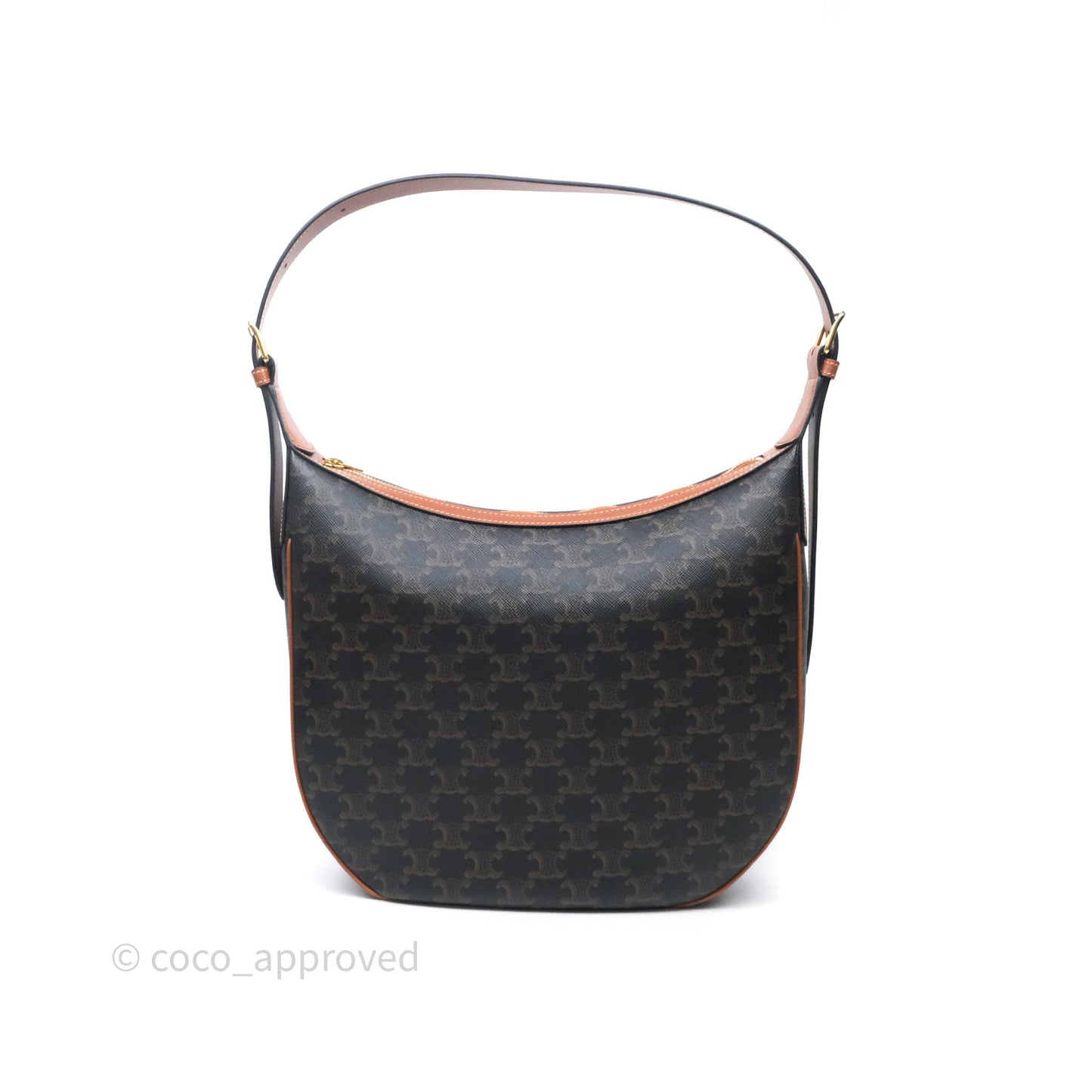 Celine Medium Heloise Bag In Triomphe Canvas Calfskin Tan