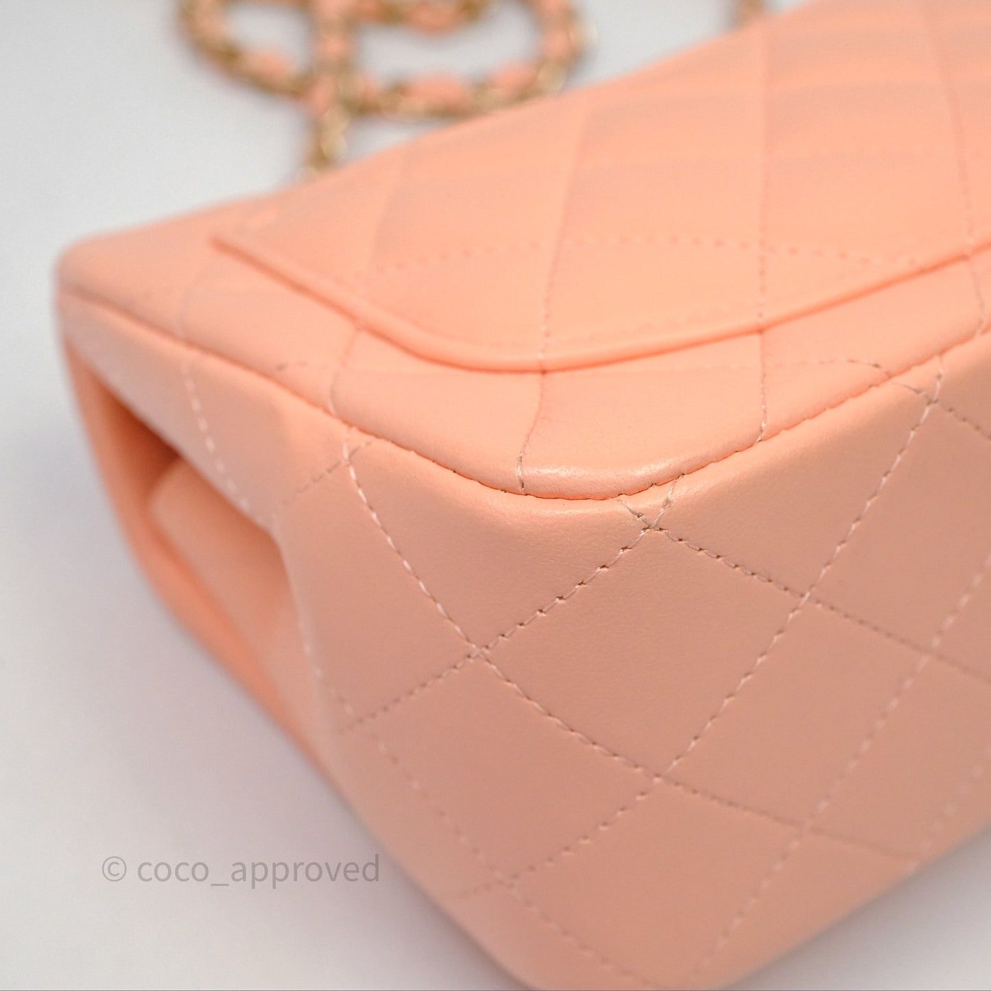 Chanel Mini Square Quilted Orange Claire Lambskin Gold Hardware