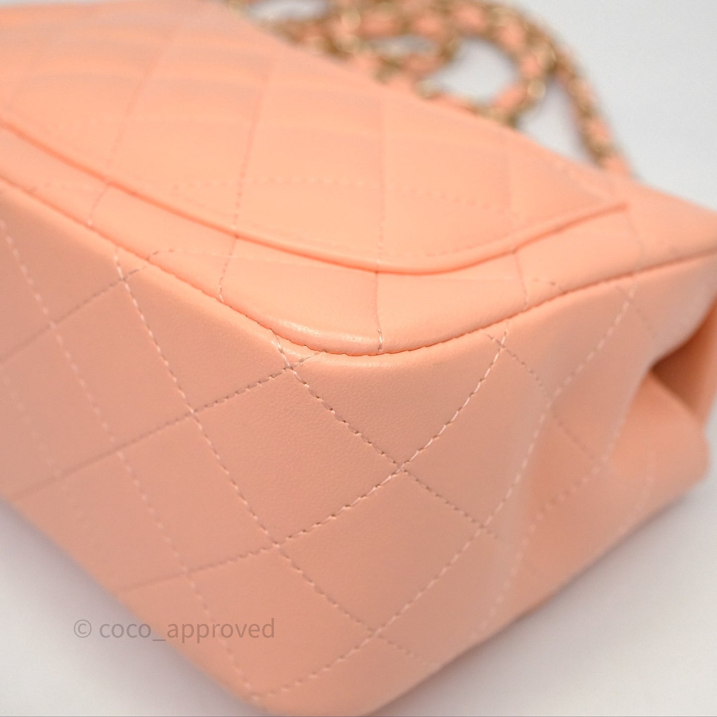 Chanel Mini Square Quilted Orange Claire Lambskin Gold Hardware