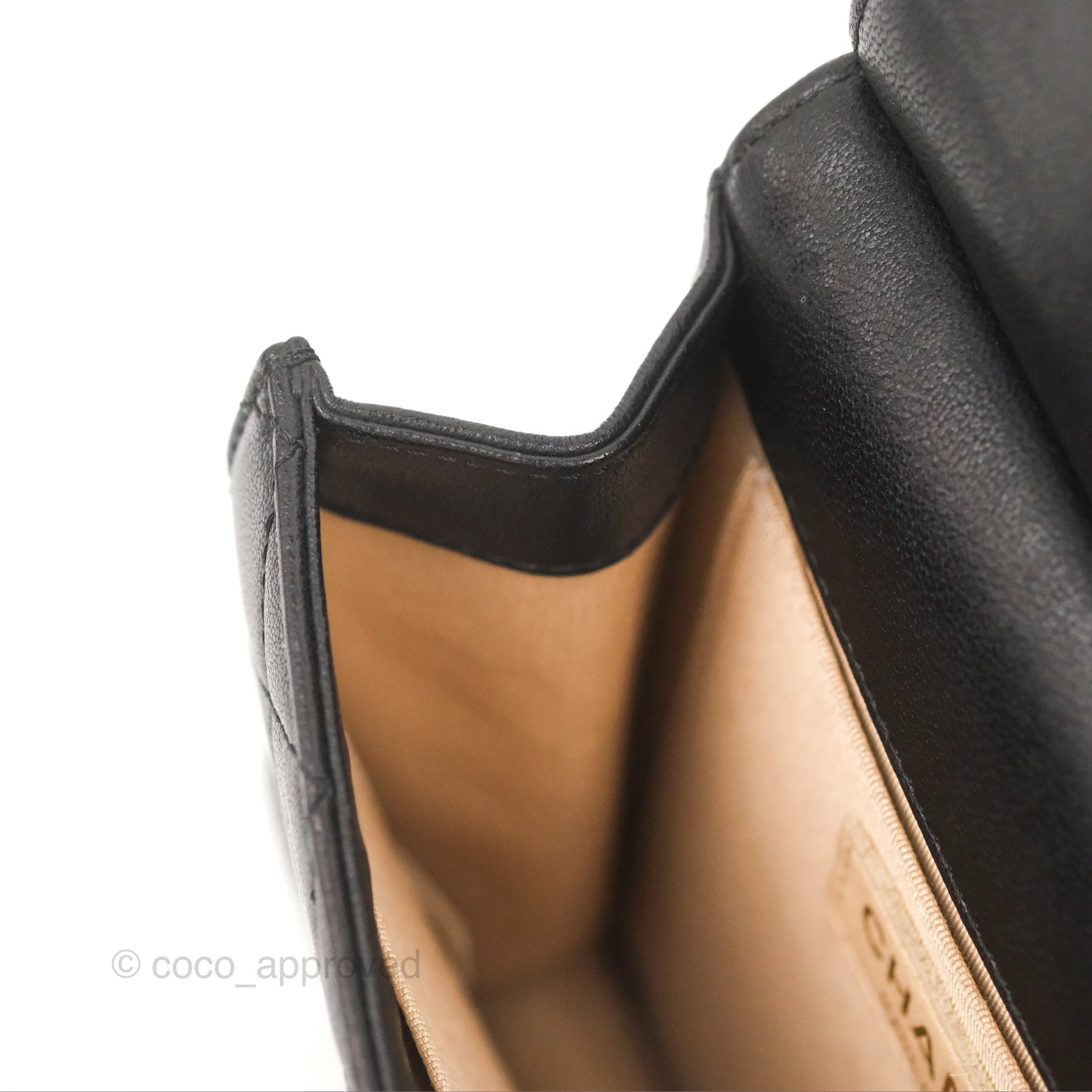 Chanel Small Pearl Flap Bag Black Calfskin Aged Gold Hardware