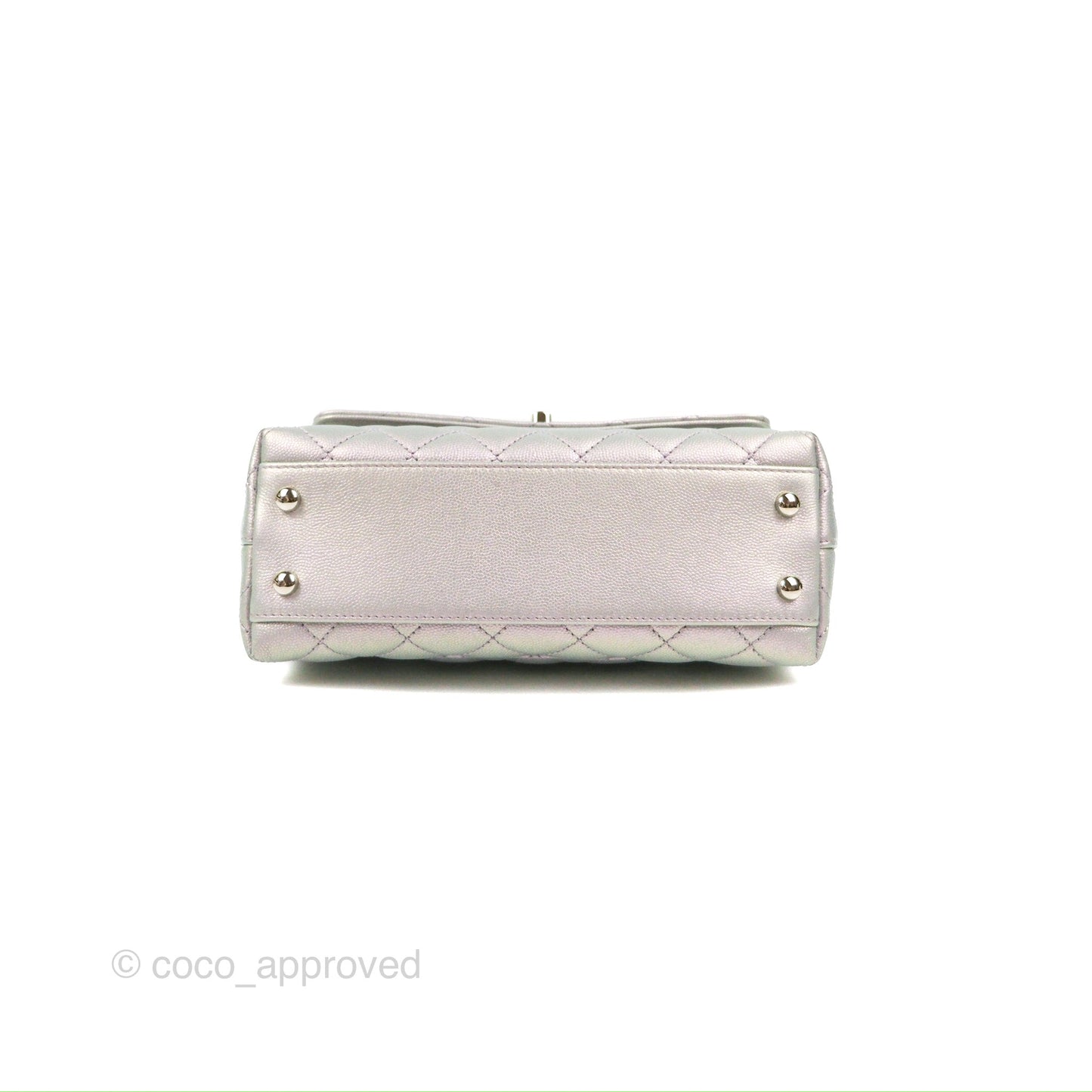 Chanel Small Coco Handle Quilted Iridescent Lilac Caviar Rainbow Hardware