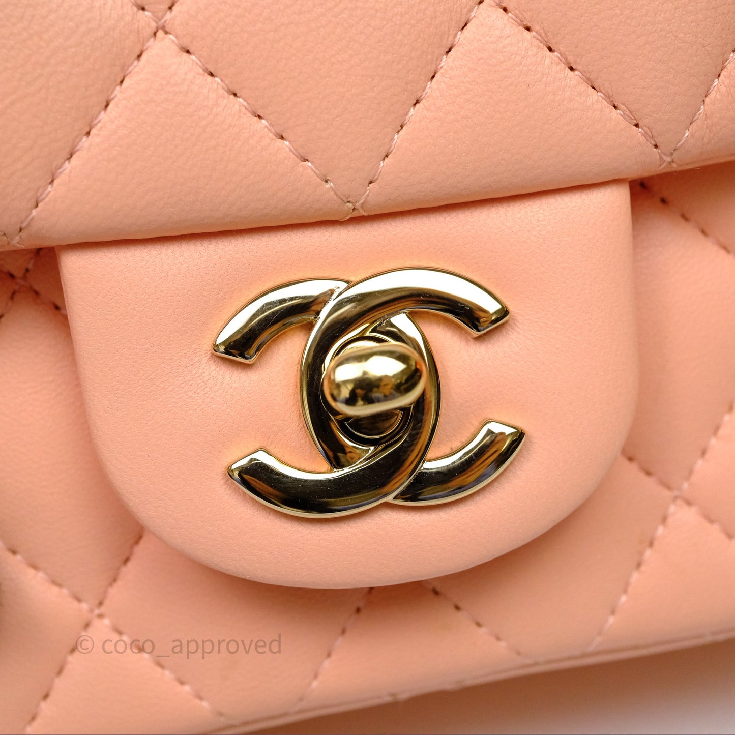 Chanel Mini Square Quilted Orange Claire Lambskin Gold Hardware