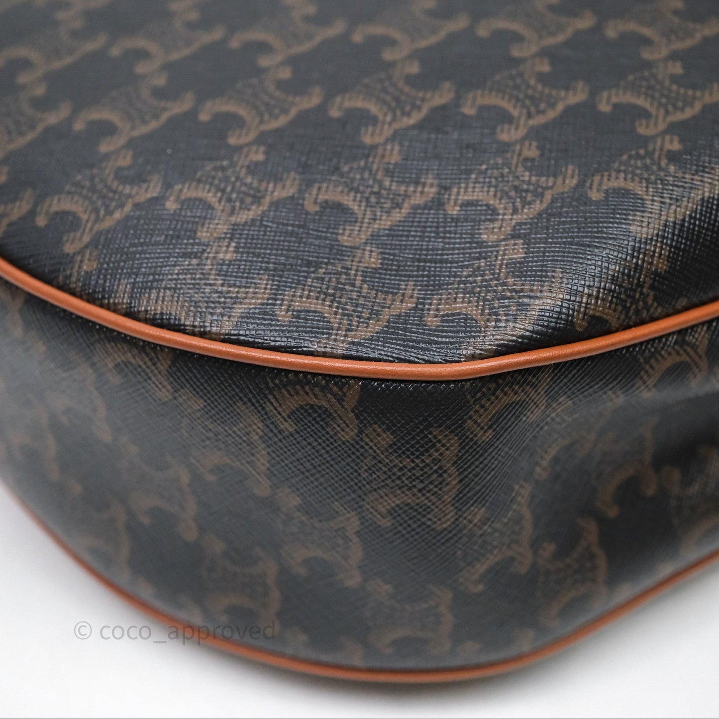 Celine Medium Heloise Bag In Triomphe Canvas Calfskin Tan