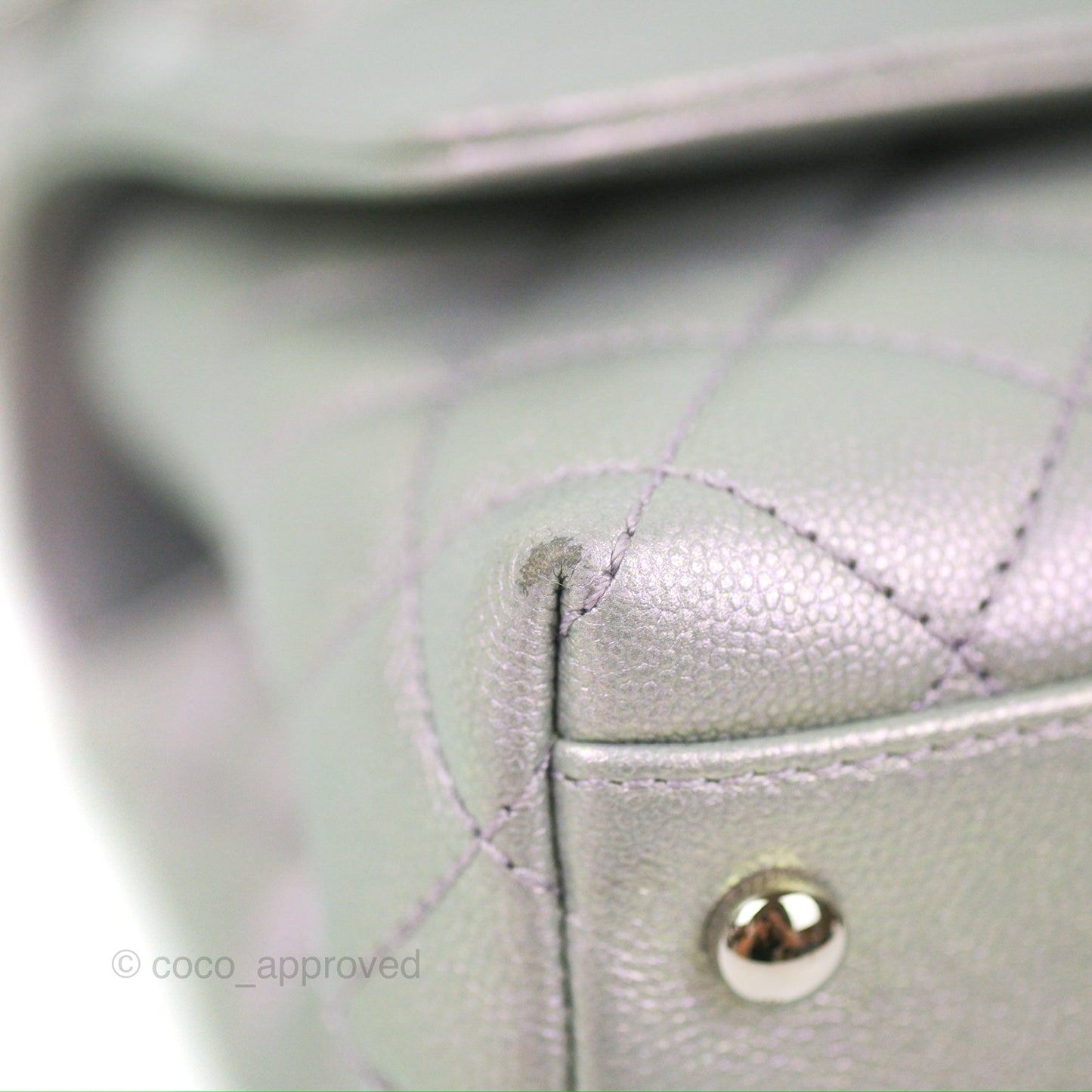 Chanel Small Coco Handle Quilted Iridescent Lilac Caviar Rainbow Hardware