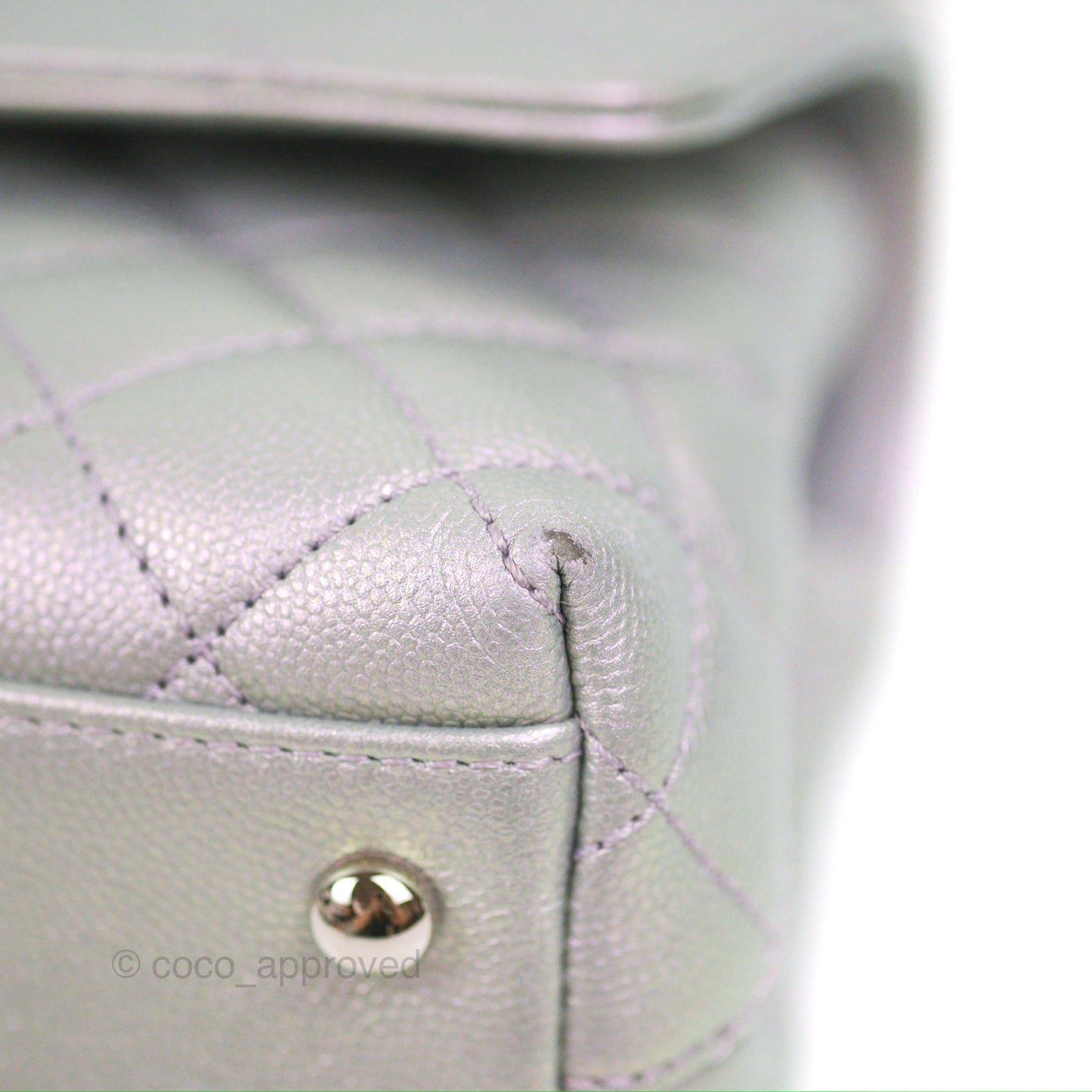 Chanel Small Coco Handle Quilted Iridescent Lilac Caviar Rainbow Hardware