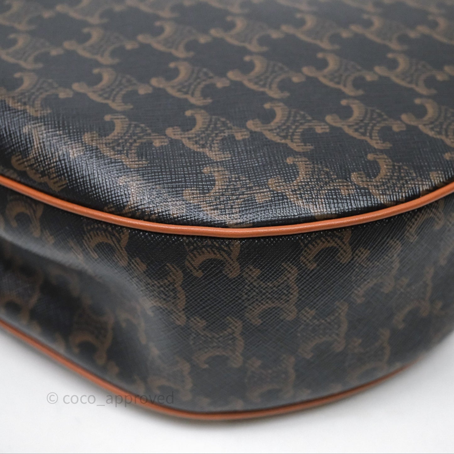 Celine Medium Heloise Bag In Triomphe Canvas Calfskin Tan