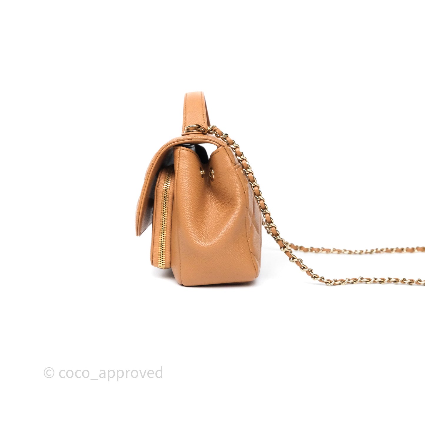 Chanel Quilted Small Business Affinity Flap Caramel Caviar Gold Hardware