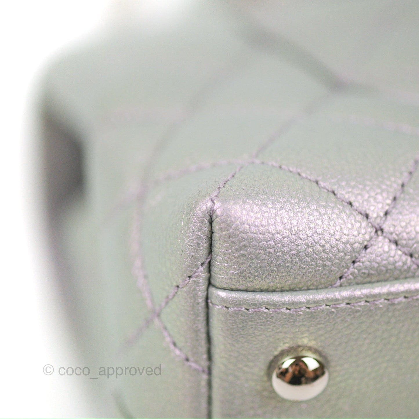 Chanel Small Coco Handle Quilted Iridescent Lilac Caviar Rainbow Hardware