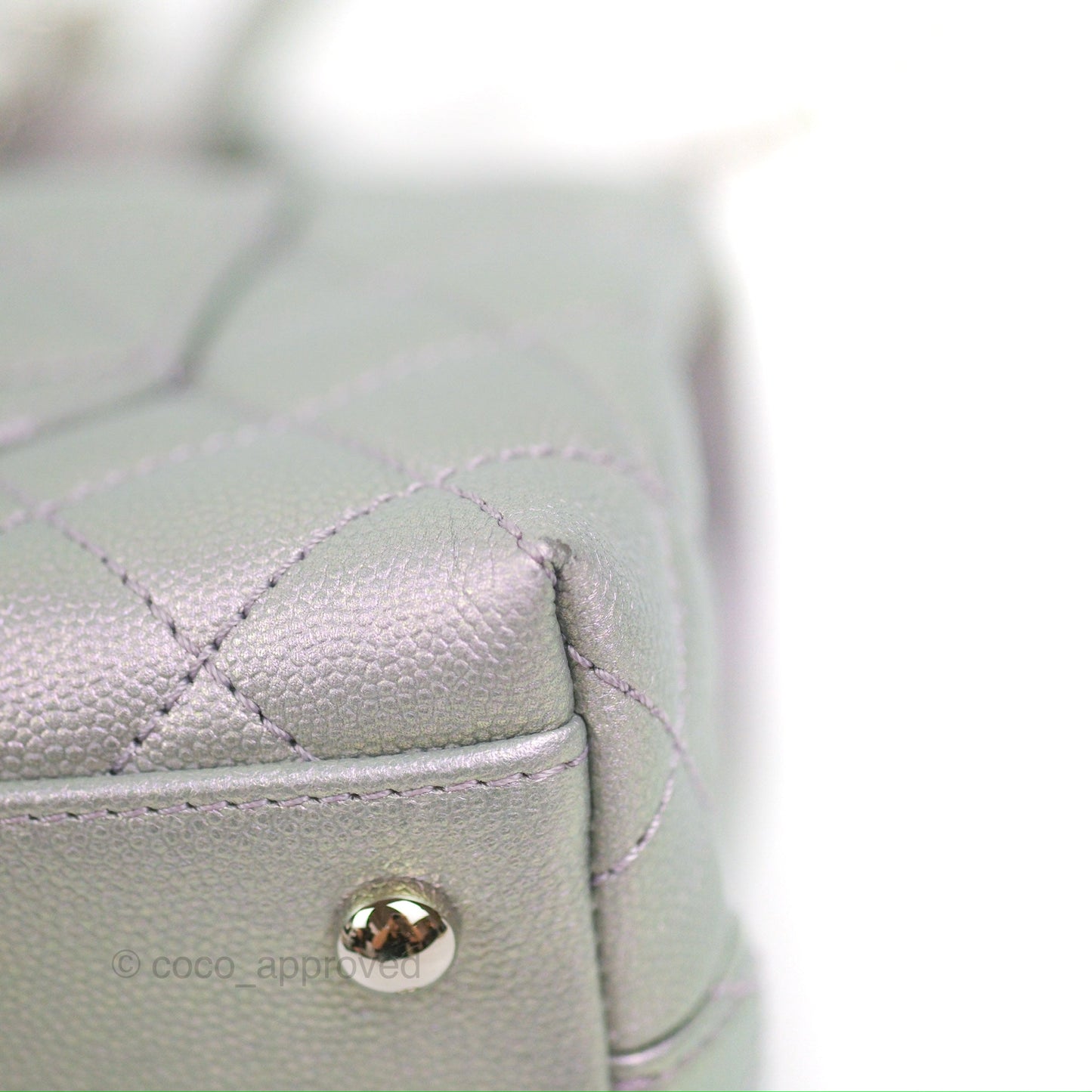 Chanel Small Coco Handle Quilted Iridescent Lilac Caviar Rainbow Hardware
