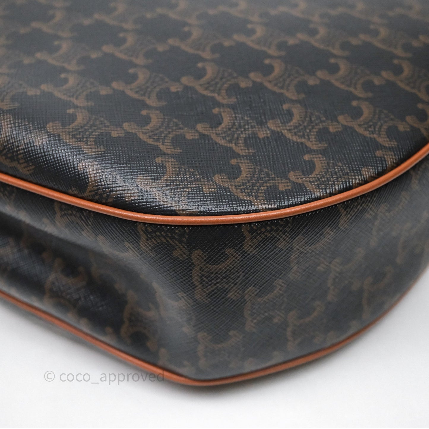Celine Medium Heloise Bag In Triomphe Canvas Calfskin Tan
