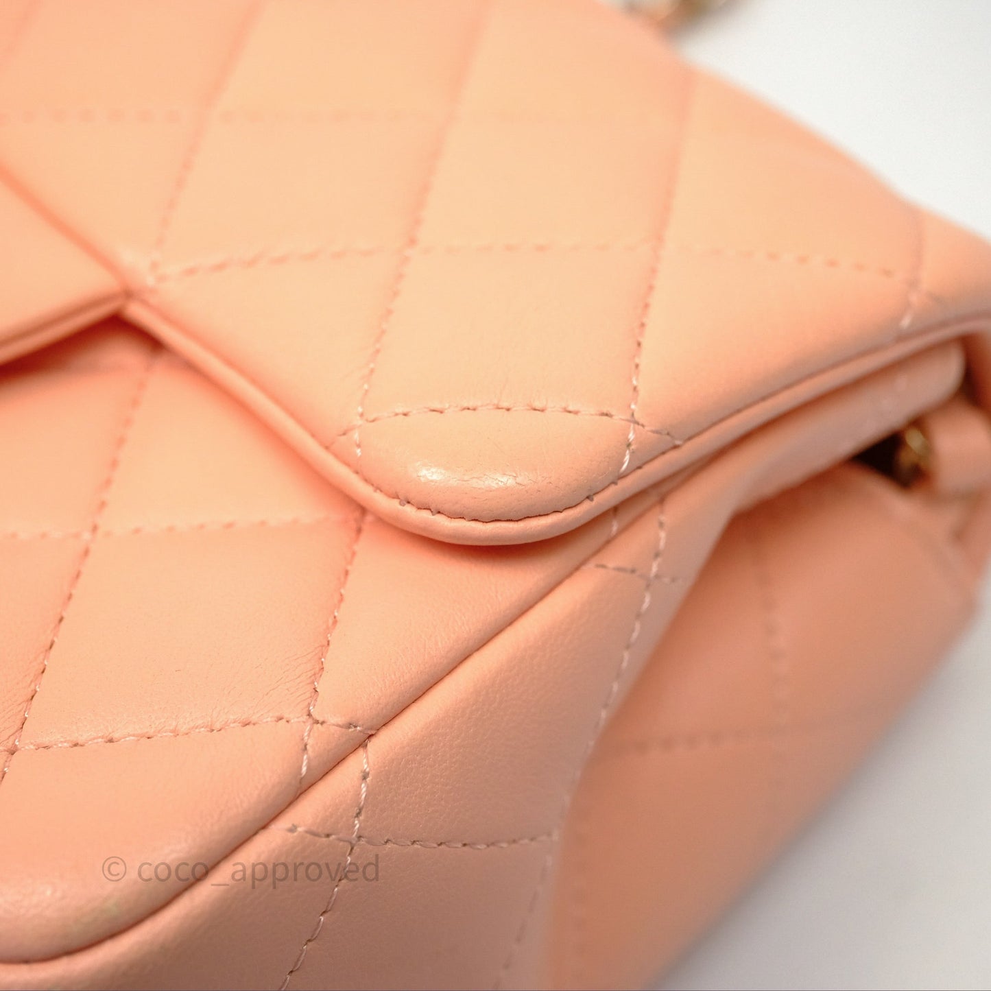 Chanel Mini Square Quilted Orange Claire Lambskin Gold Hardware