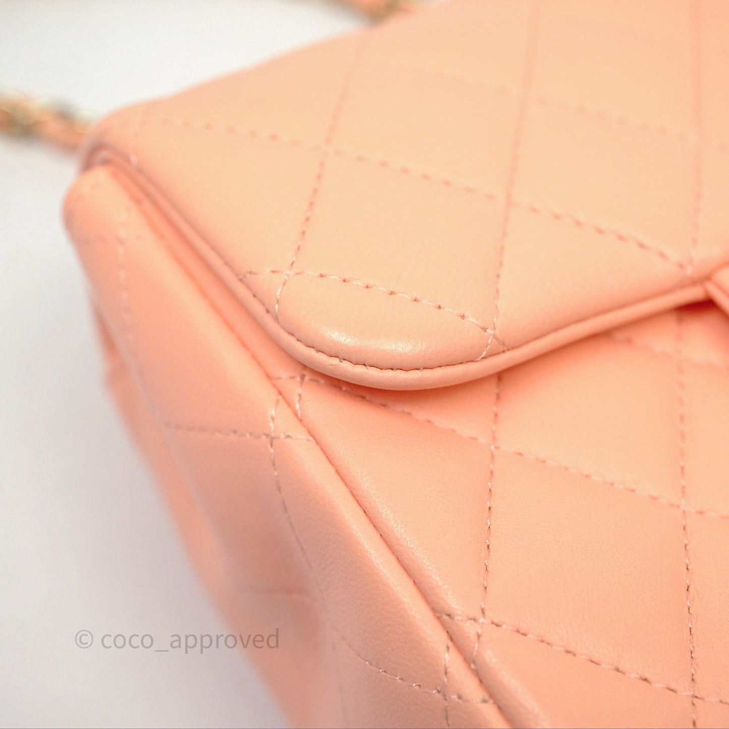 Chanel Mini Square Quilted Orange Claire Lambskin Gold Hardware
