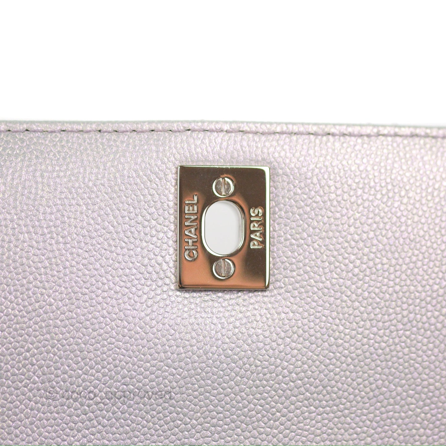 Chanel Small Coco Handle Quilted Iridescent Lilac Caviar Rainbow Hardware