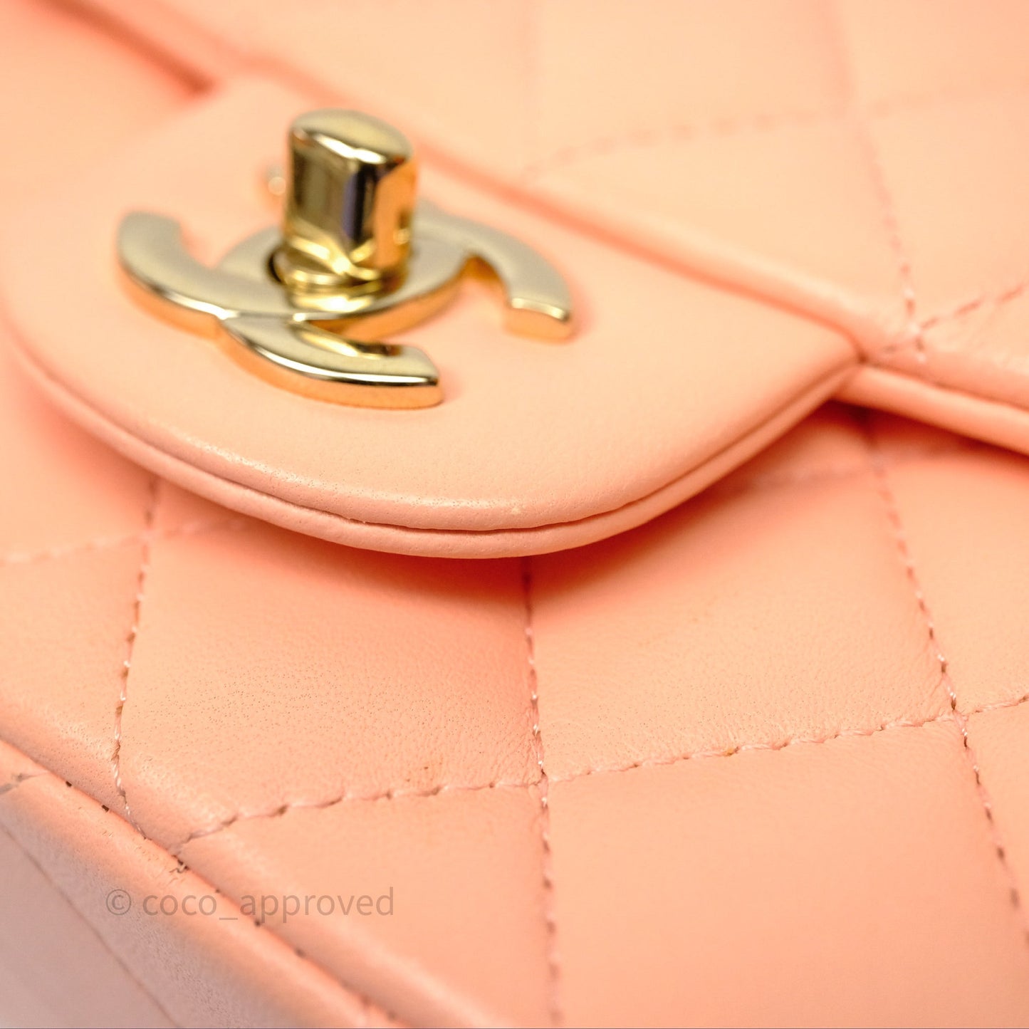 Chanel Mini Square Quilted Orange Claire Lambskin Gold Hardware