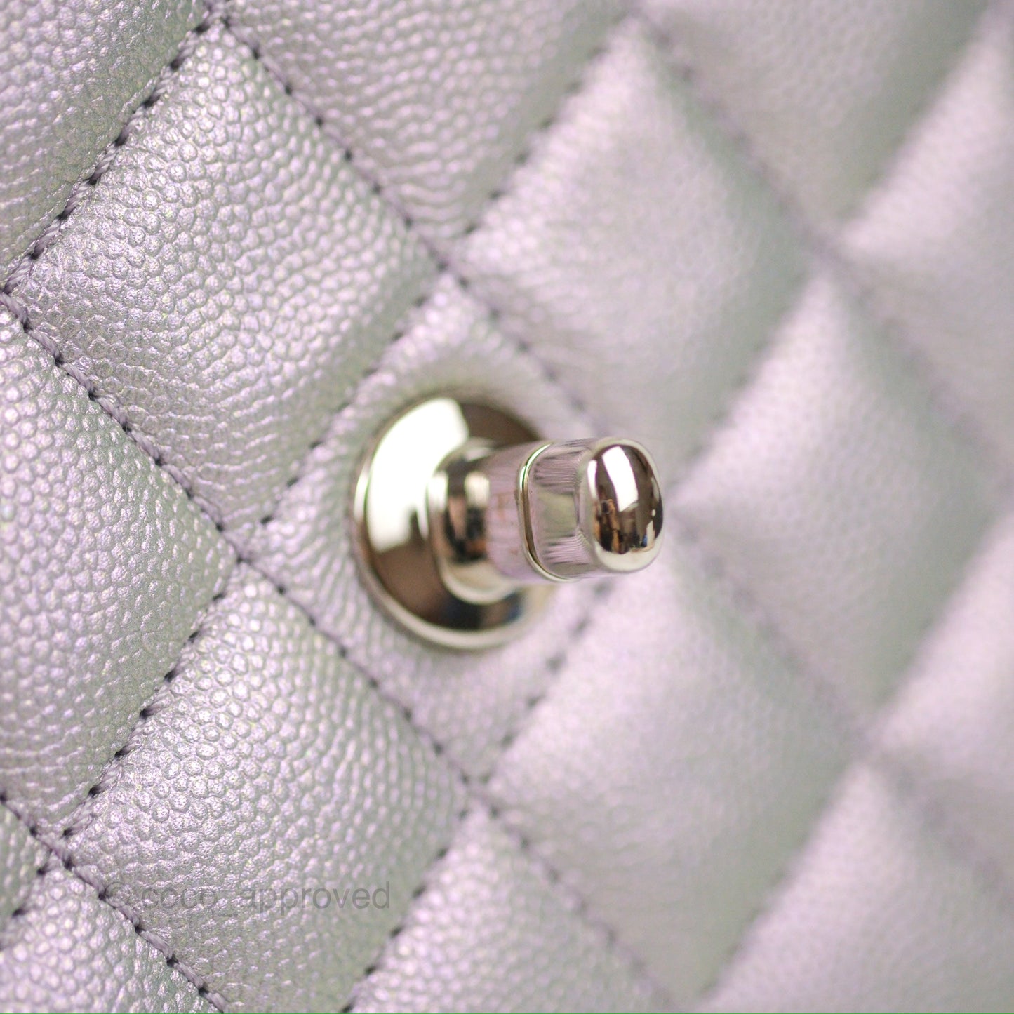 Chanel Small Coco Handle Quilted Iridescent Lilac Caviar Rainbow Hardware