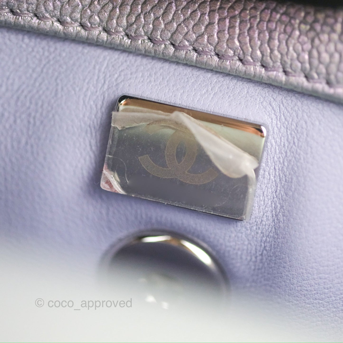 Chanel Small Coco Handle Quilted Iridescent Lilac Caviar Rainbow Hardware