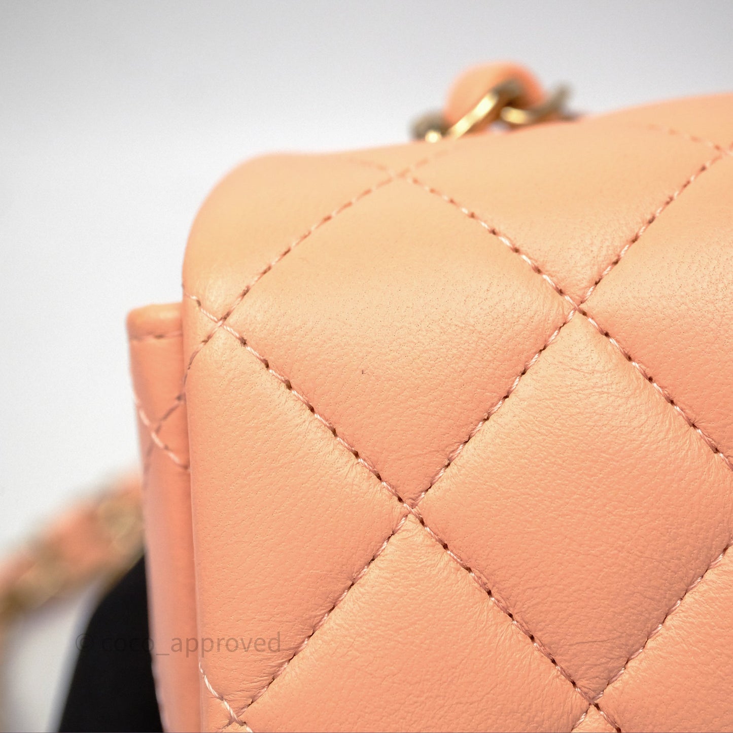 Chanel Mini Square Quilted Orange Claire Lambskin Gold Hardware