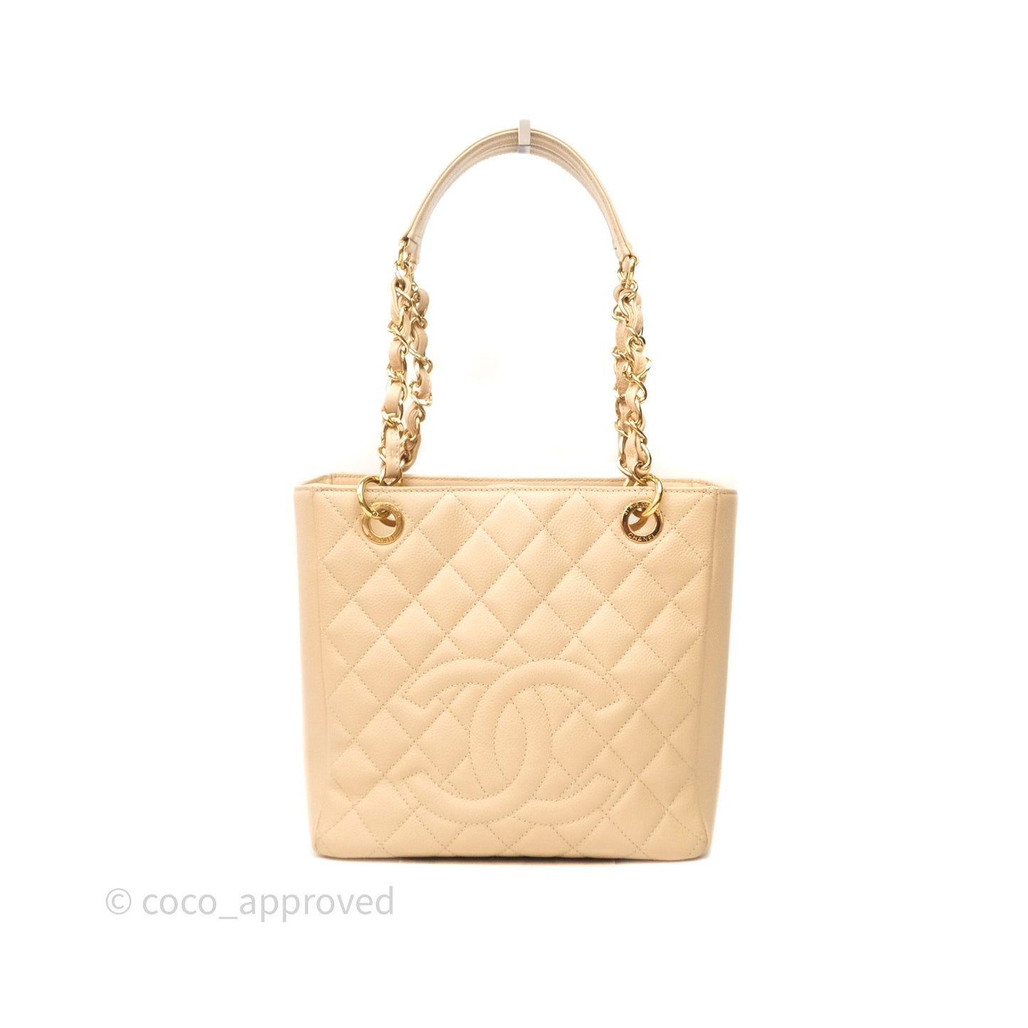 Chanel Vertical GST Beige Caviar Gold Hardware