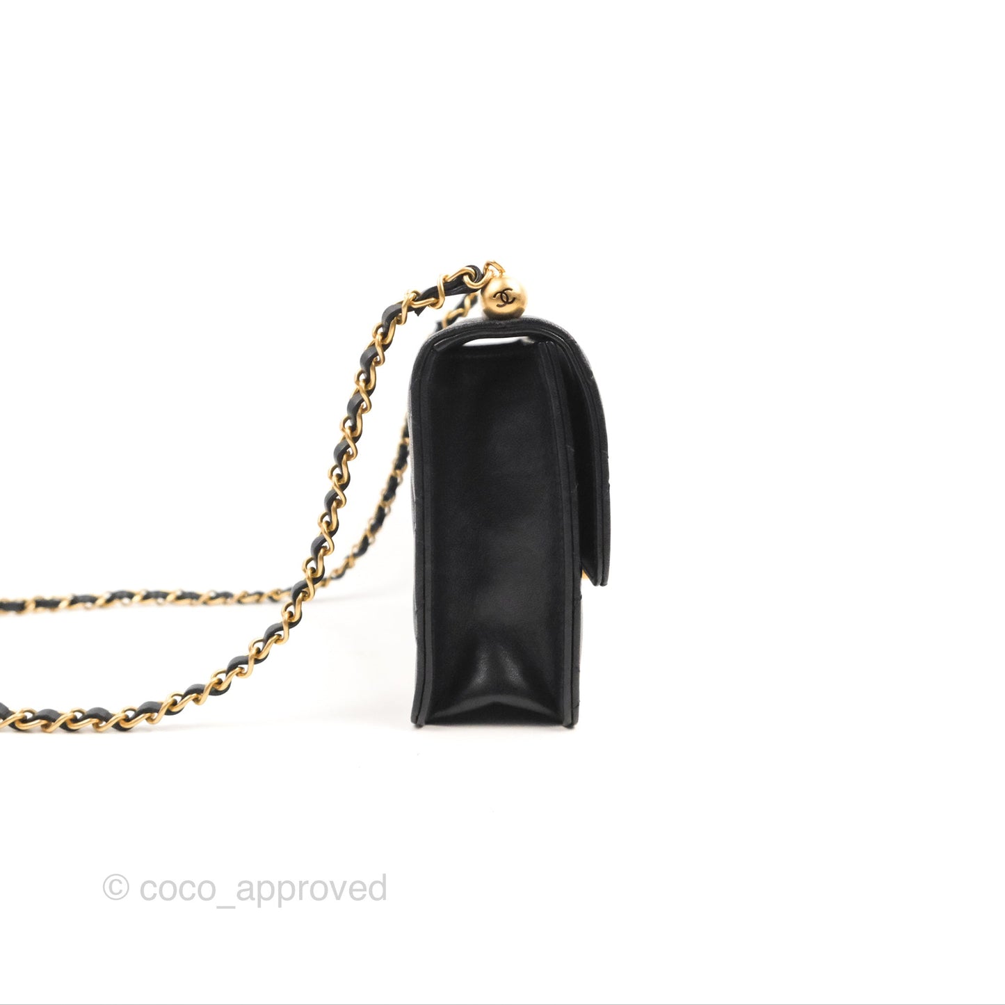 Chanel Small Quilted Chic Pearls Flap Black Goatskin Aged Gold Hardware