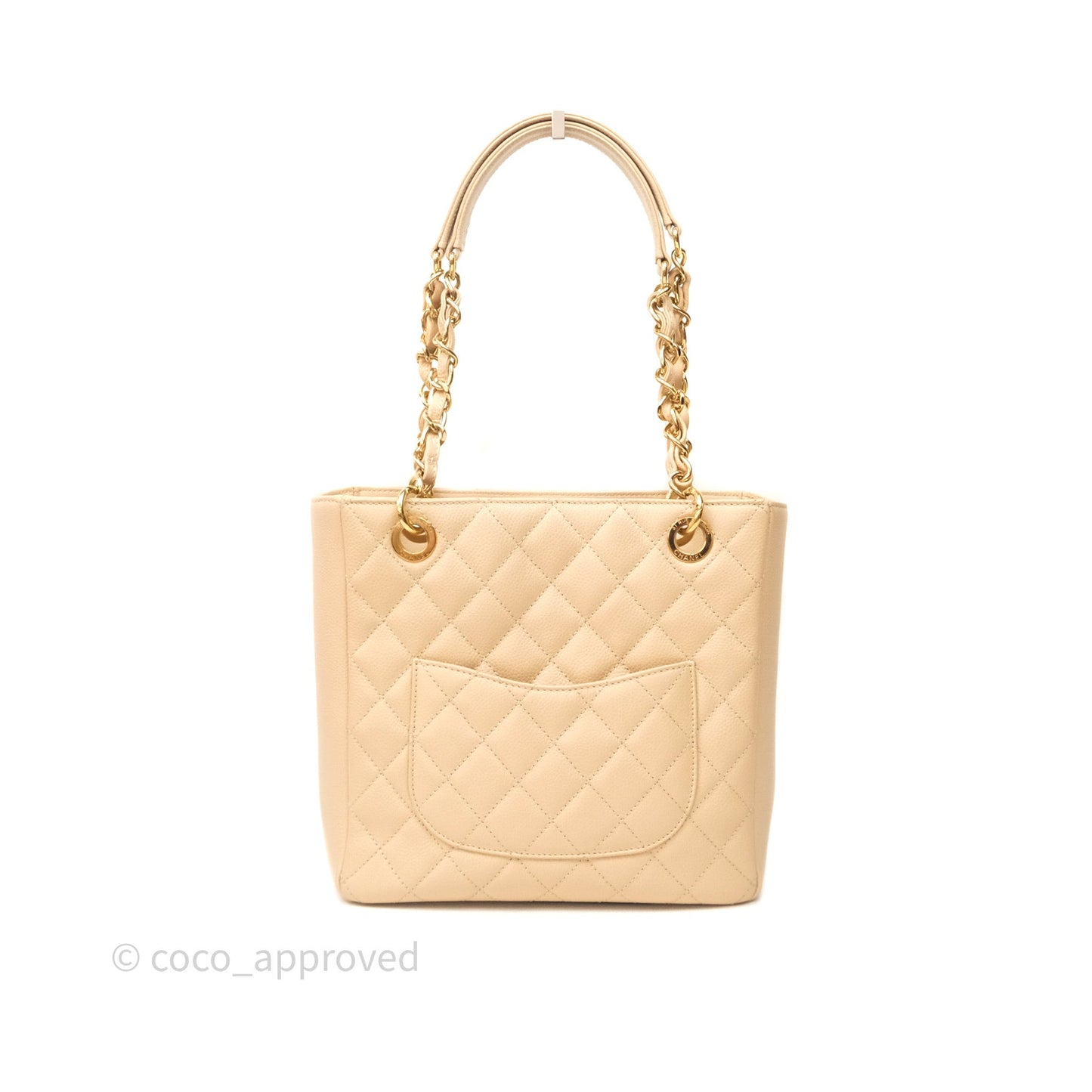 Chanel Vertical GST Beige Caviar Gold Hardware