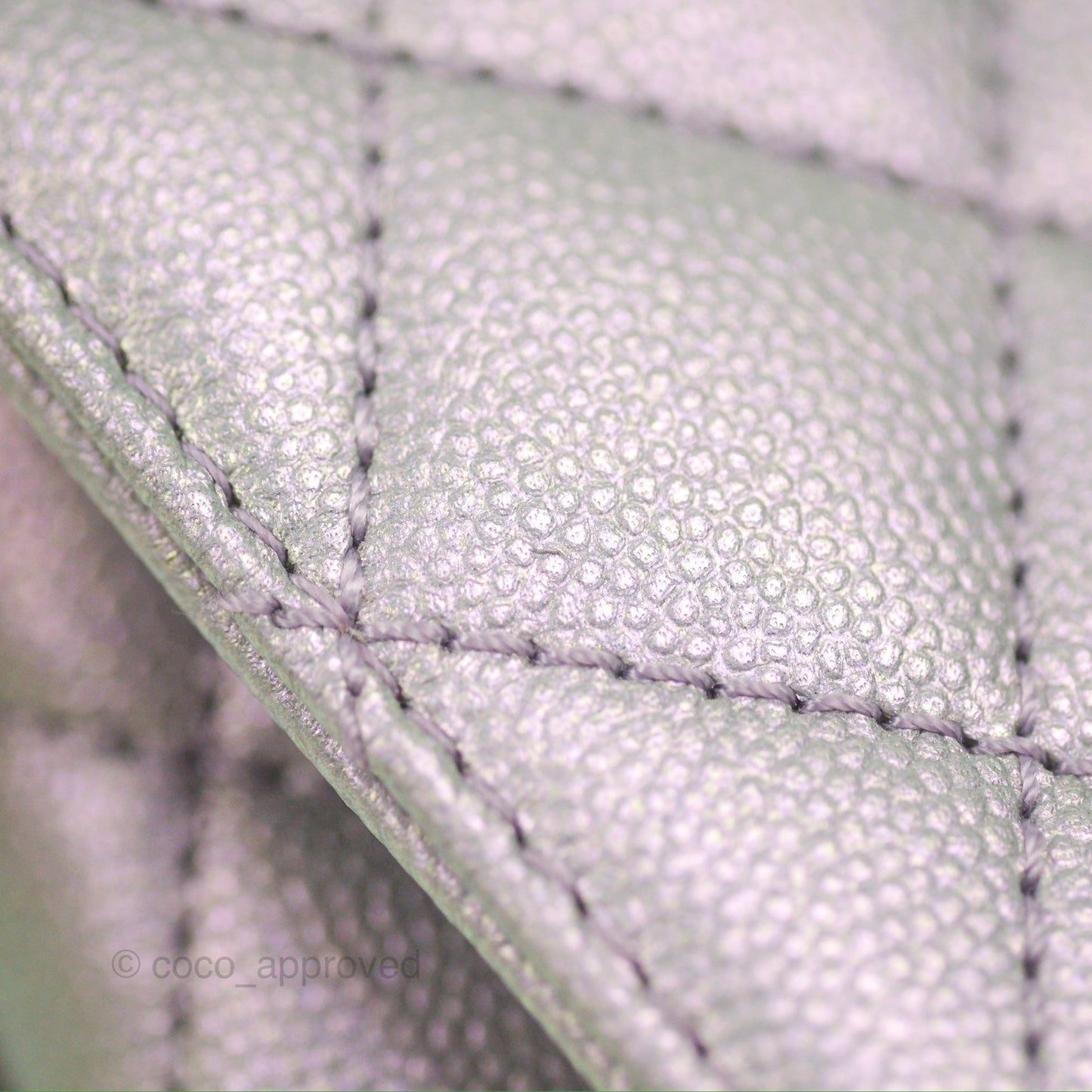 Chanel Small Coco Handle Quilted Iridescent Lilac Caviar Rainbow Hardware