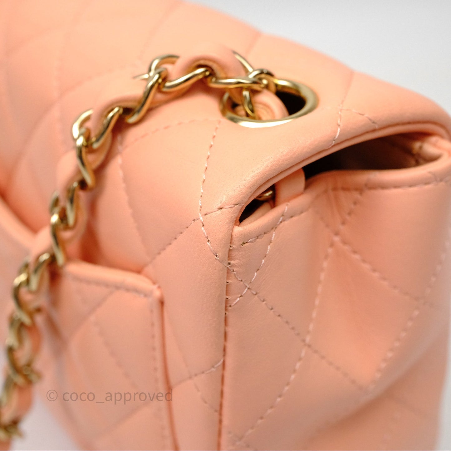 Chanel Mini Square Quilted Orange Claire Lambskin Gold Hardware