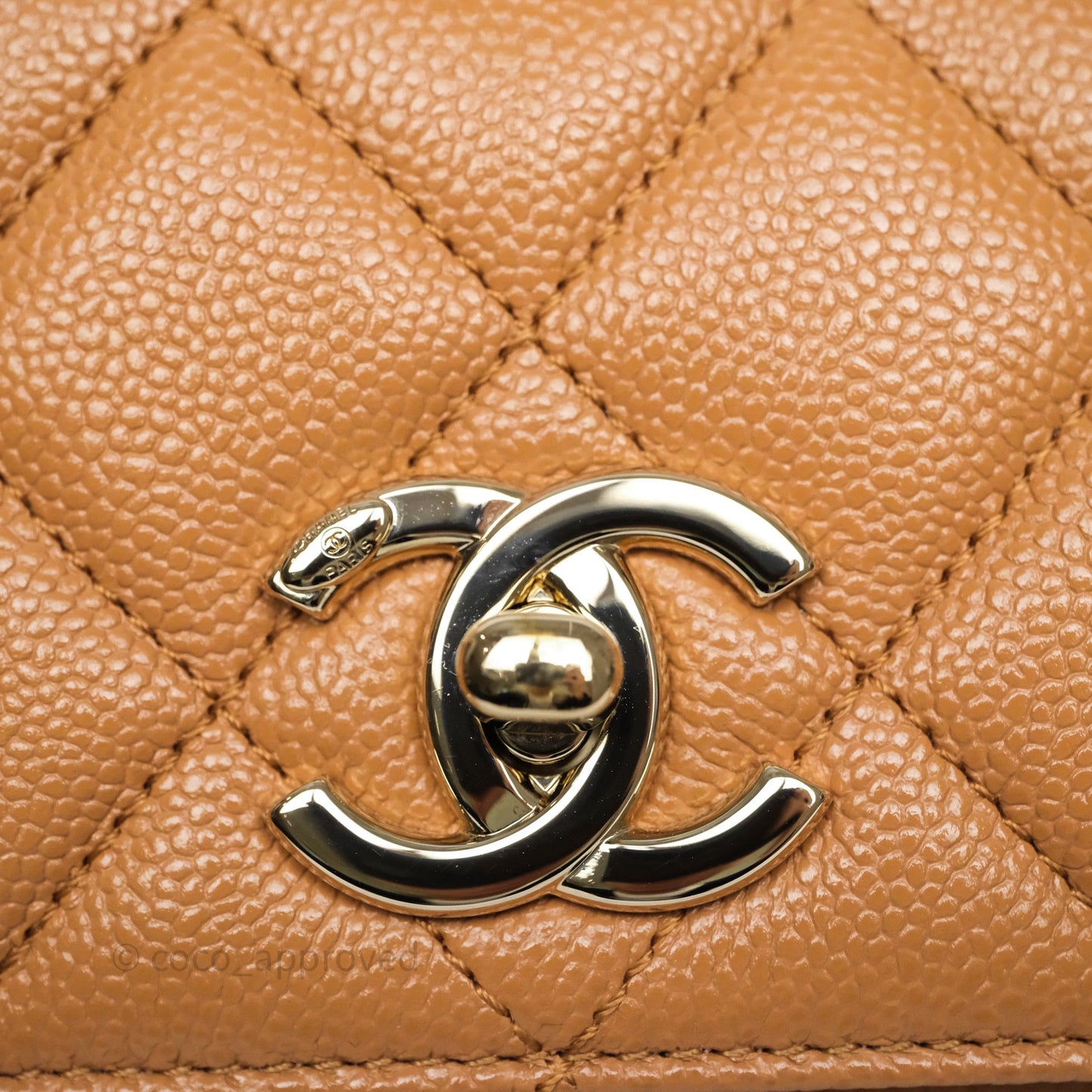 Chanel Quilted Small Business Affinity Flap Caramel Caviar Gold Hardware