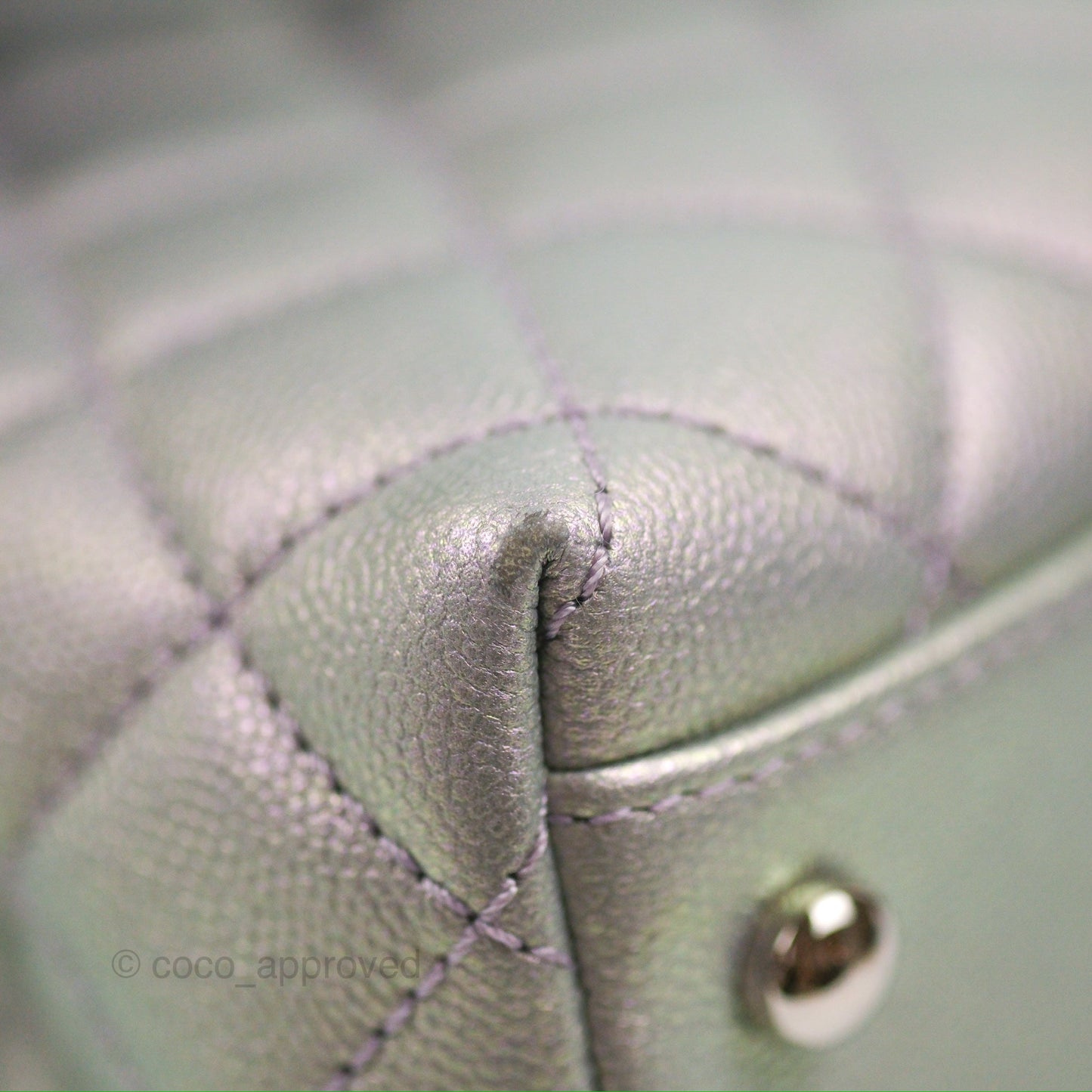 Chanel Small Coco Handle Quilted Iridescent Lilac Caviar Rainbow Hardware
